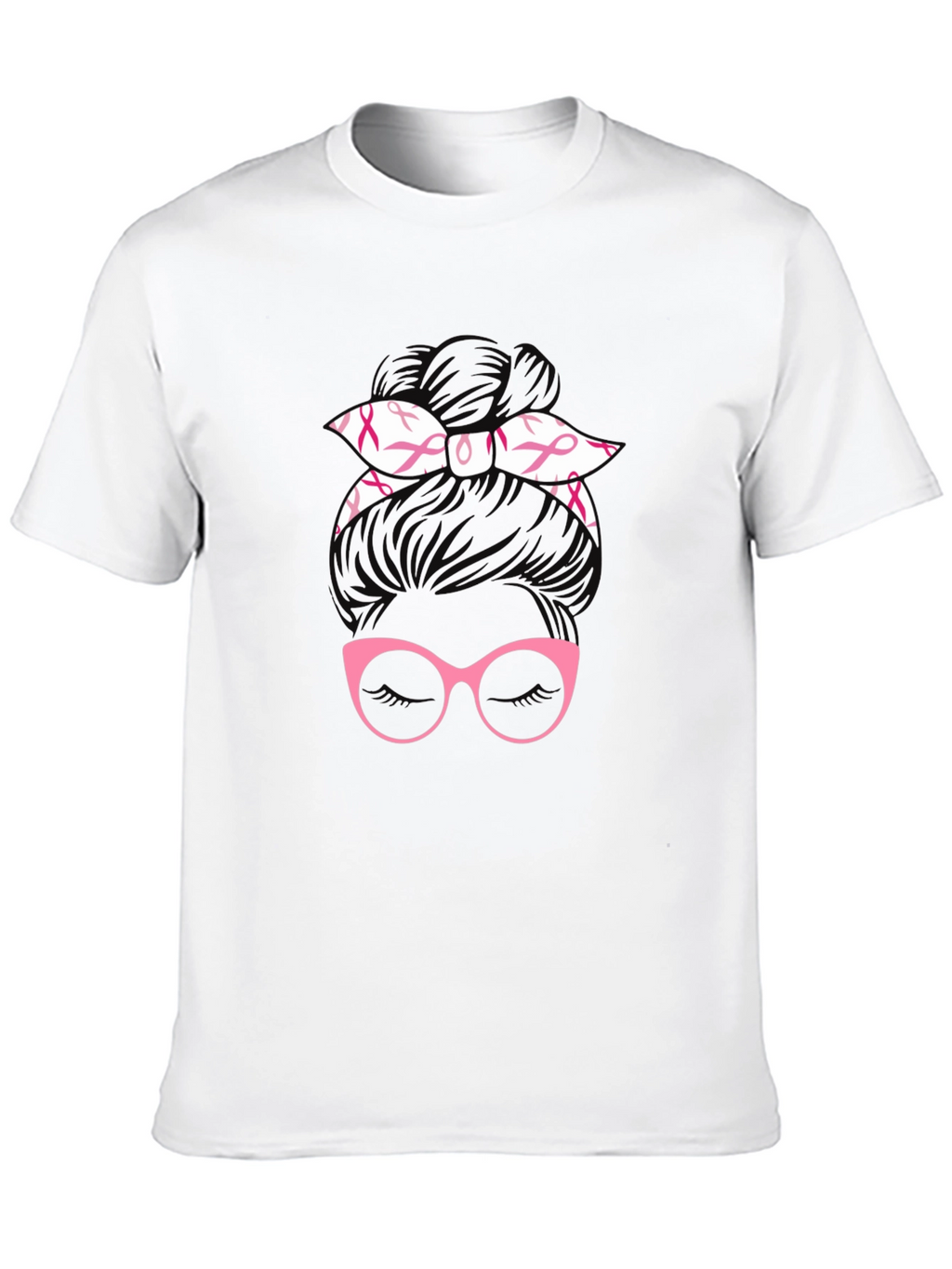 Breast Cancer Awareness Messy Bun T-Shirt