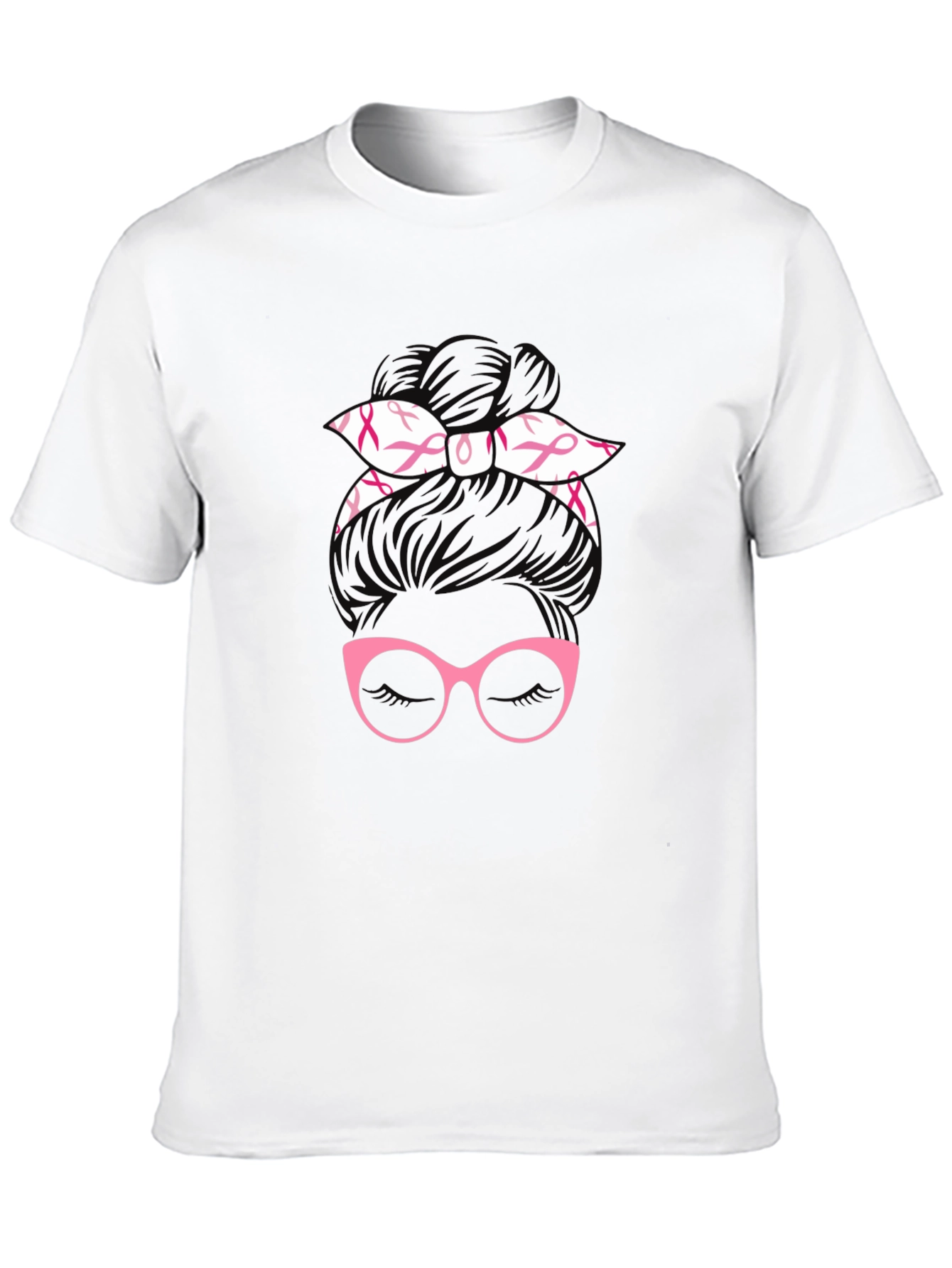Breast Cancer Awareness Messy Bun T-Shirt