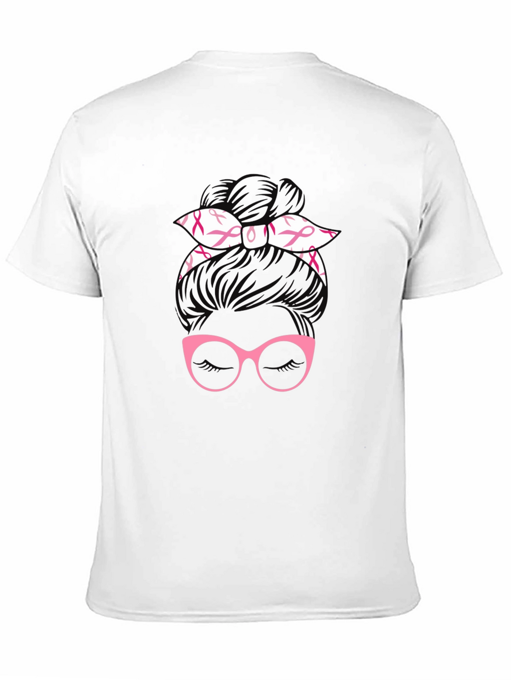 Breast Cancer Awareness Messy Bun T-Shirt