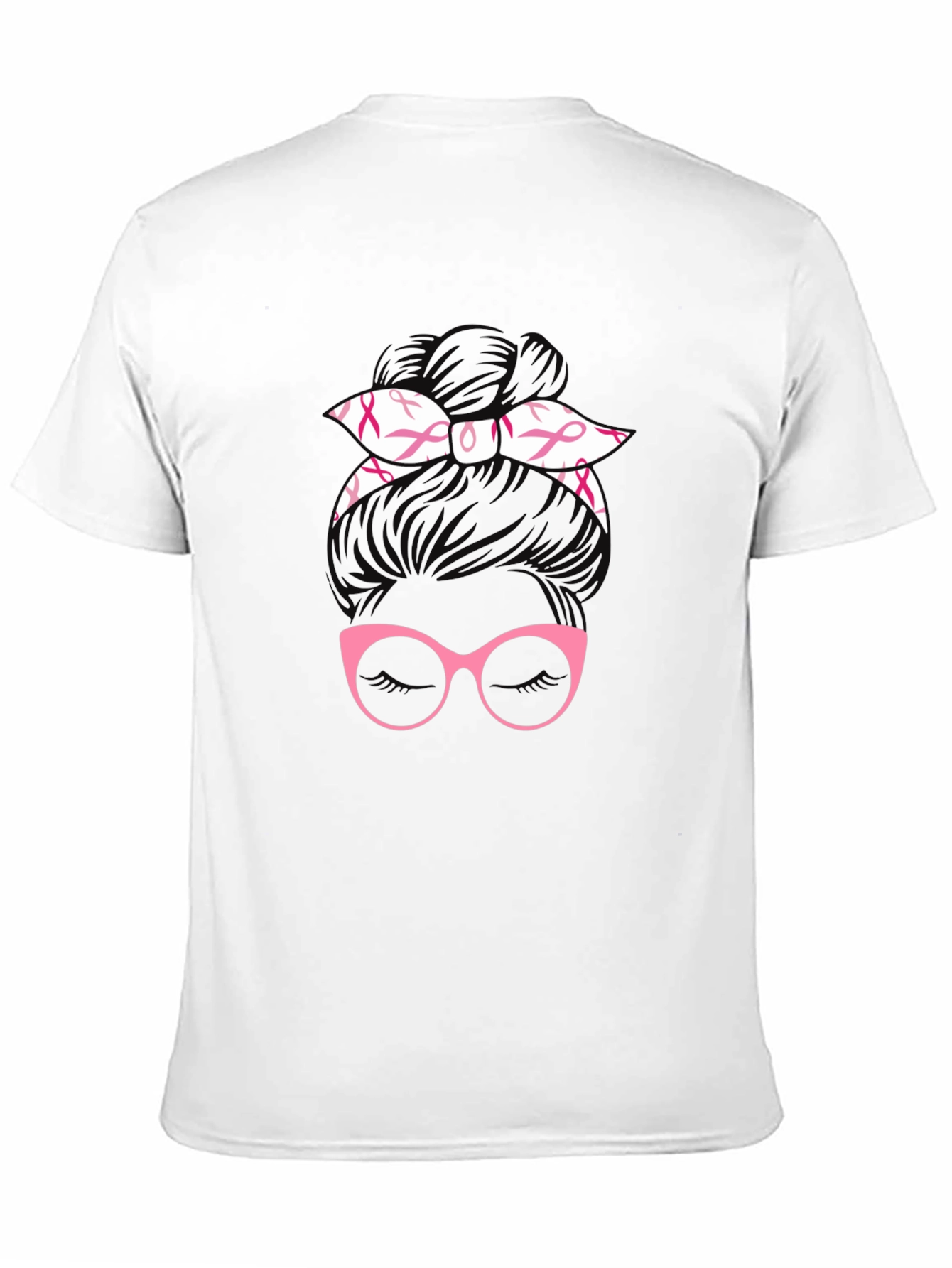 Breast Cancer Awareness Messy Bun T-Shirt