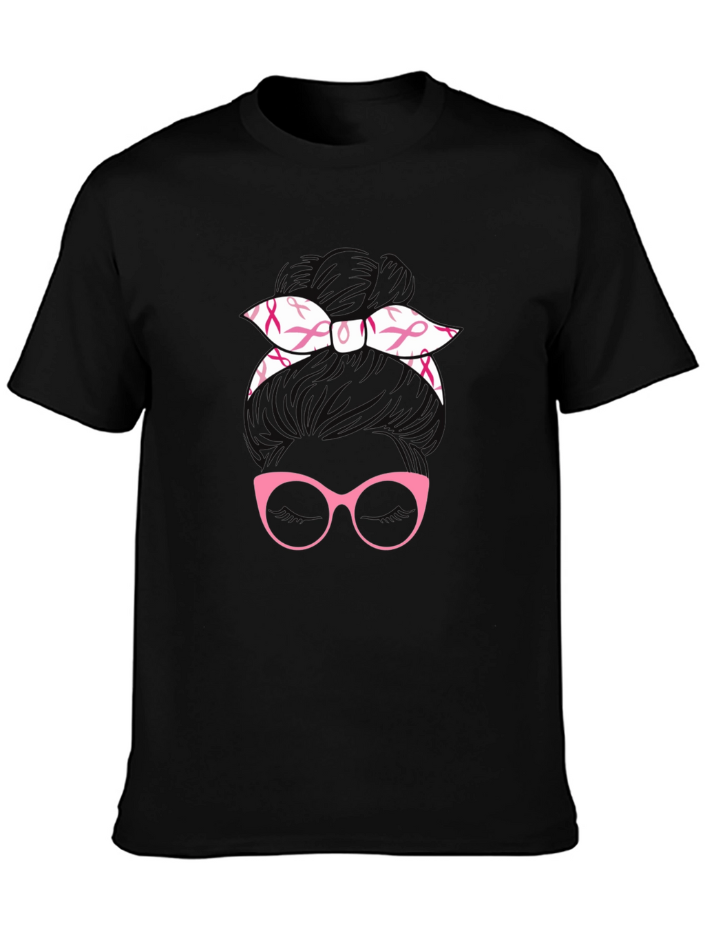 Breast Cancer Awareness Messy Bun T-Shirt