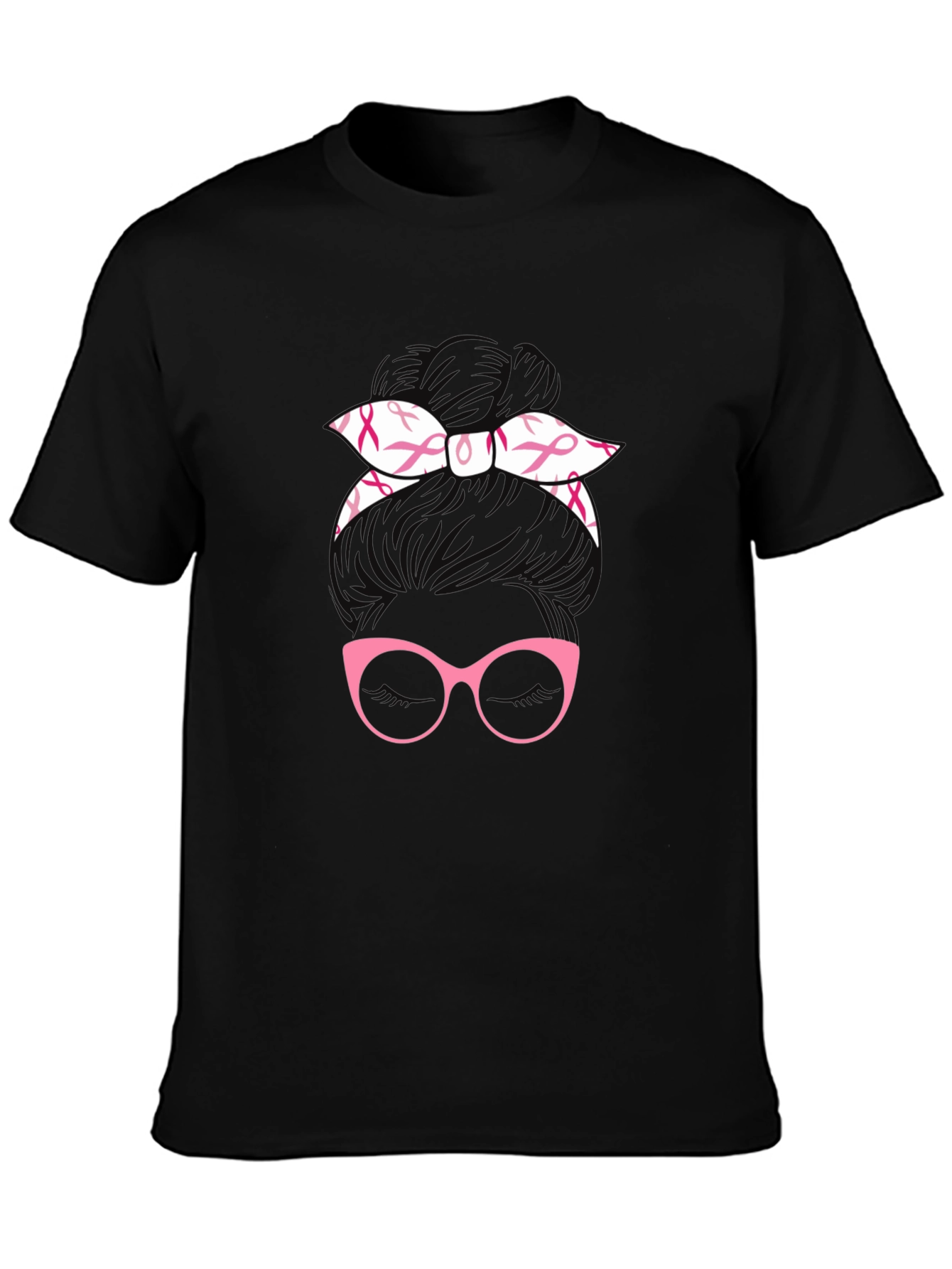 Breast Cancer Awareness Messy Bun T-Shirt