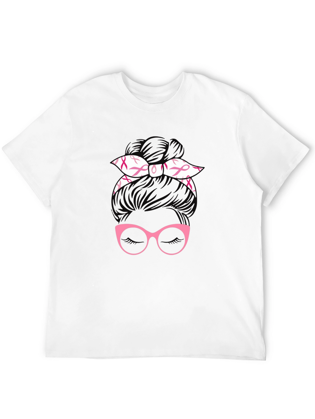 Breast Cancer Awareness Messy Bun T-Shirt
