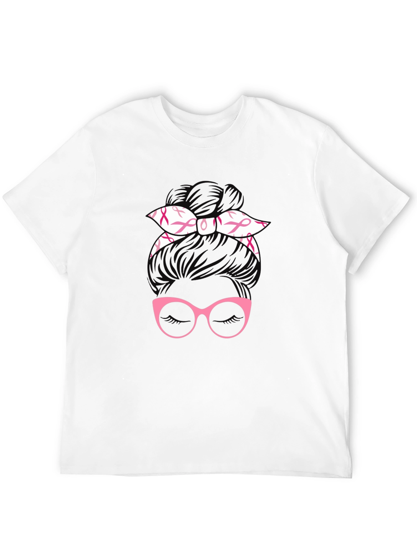 Breast Cancer Awareness Messy Bun T-Shirt