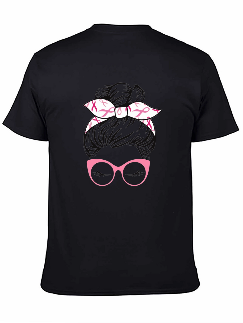 Breast Cancer Awareness Messy Bun T-Shirt