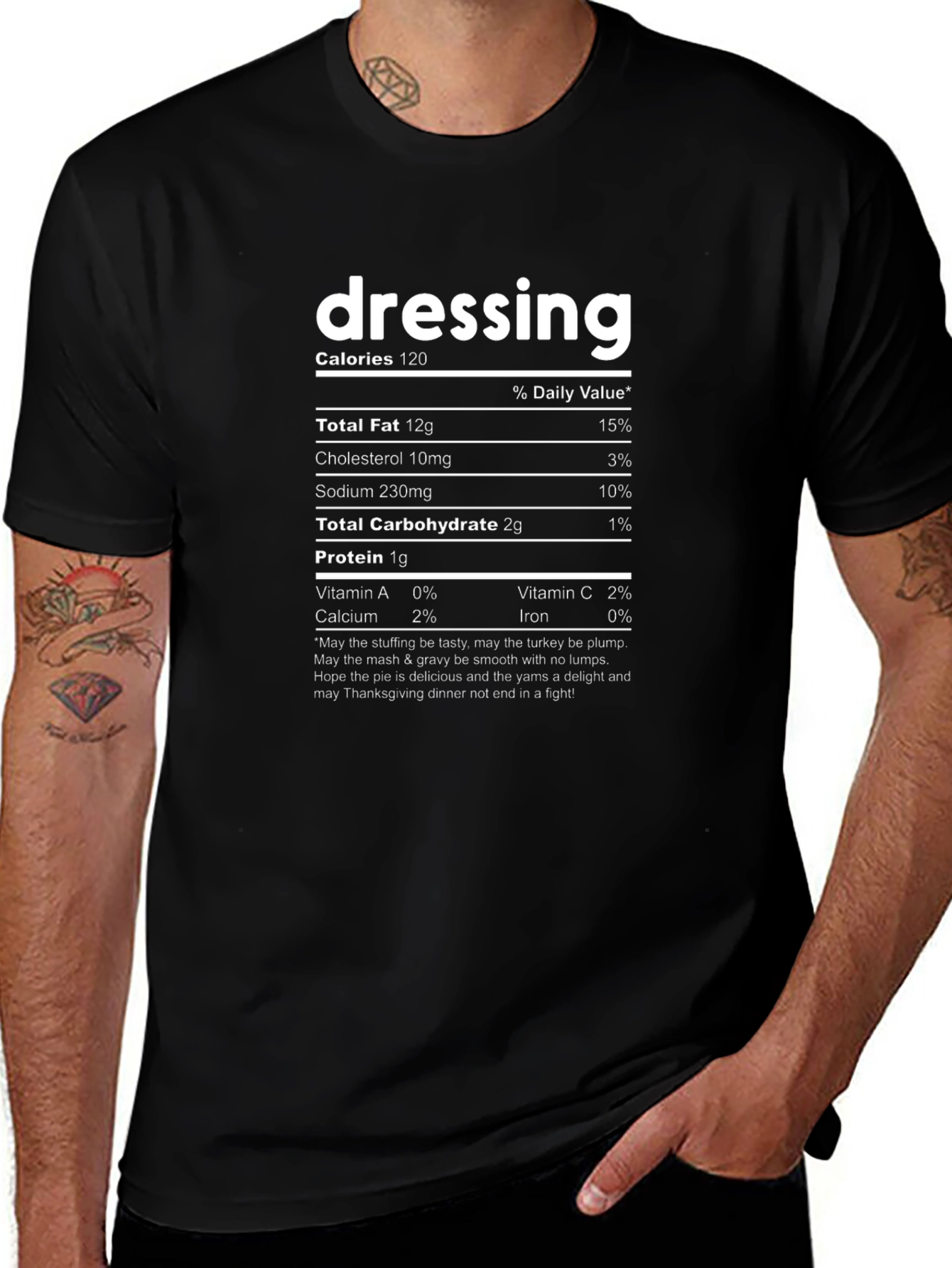 Dressing Nutrition Facts Black T-Shirt Thanksgiving