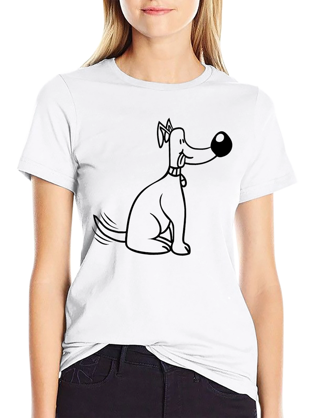 Funny Dog Cartoon Black T-Shirt