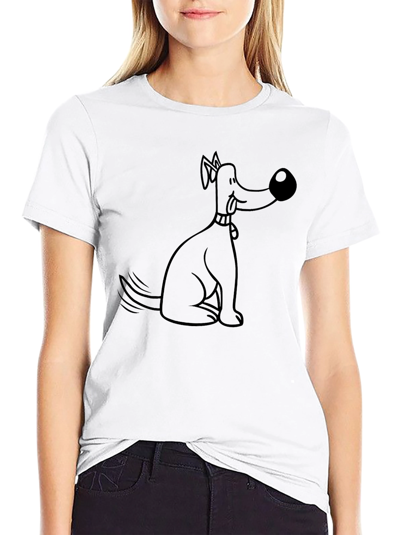 Funny Dog Cartoon Black T-Shirt