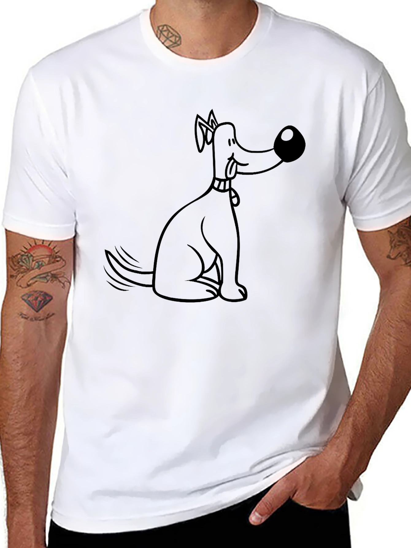 Funny Dog Cartoon Black T-Shirt