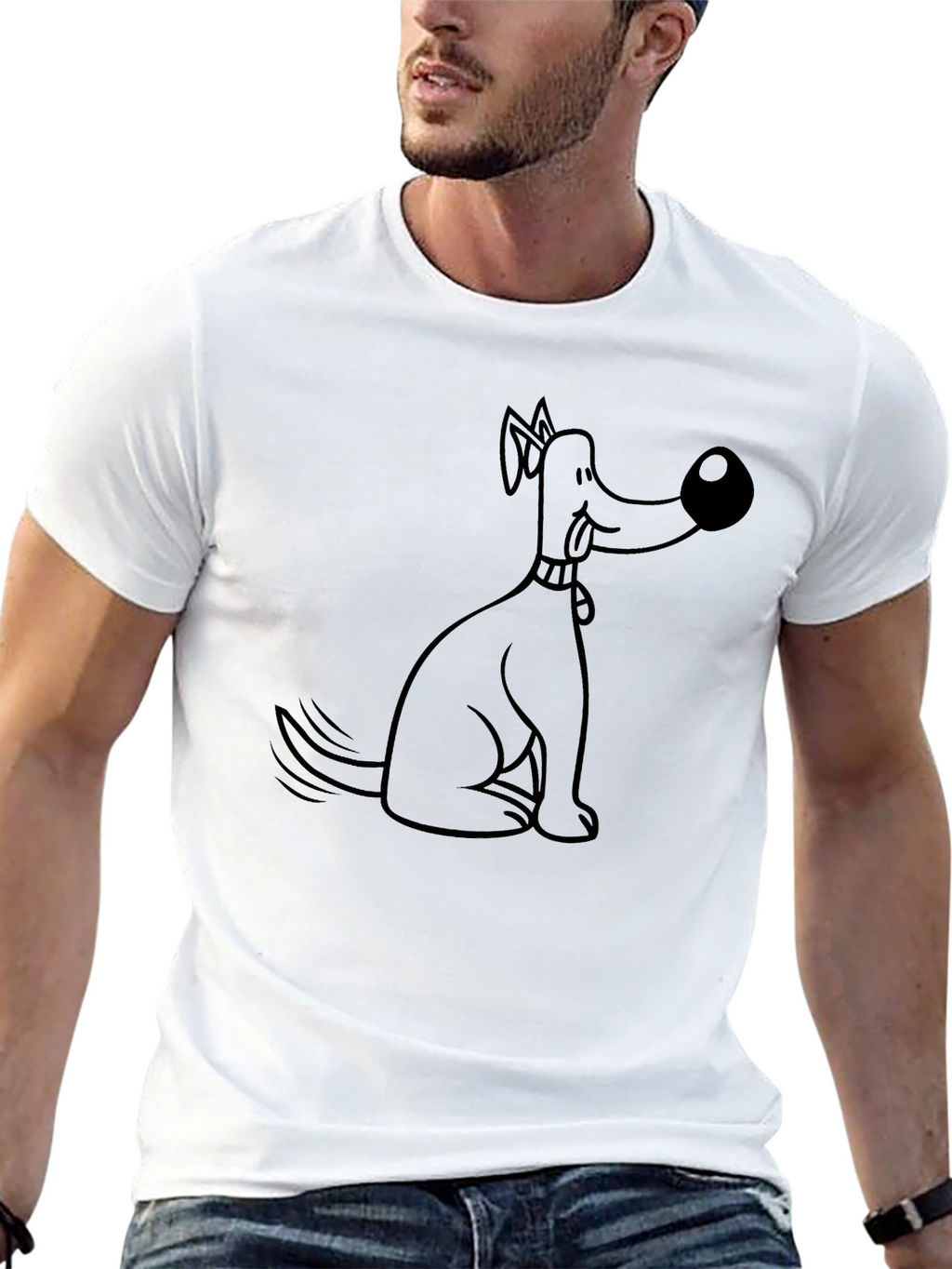 Funny Dog Cartoon Black T-Shirt