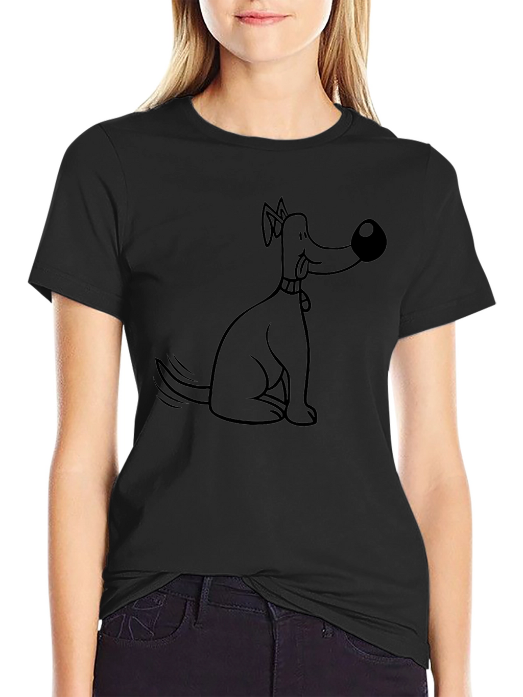 Funny Dog Cartoon Black T-Shirt