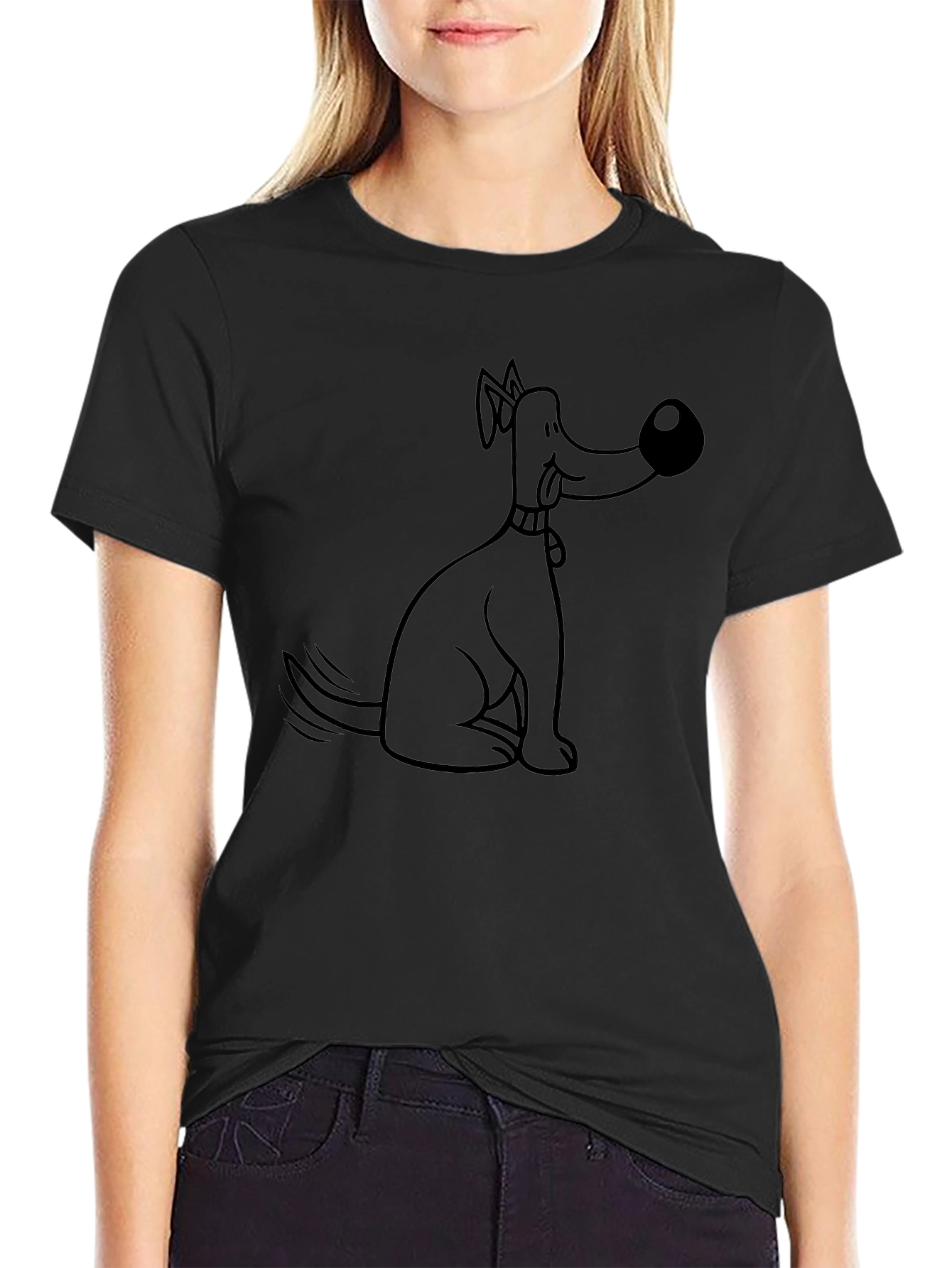 Funny Dog Cartoon Black T-Shirt