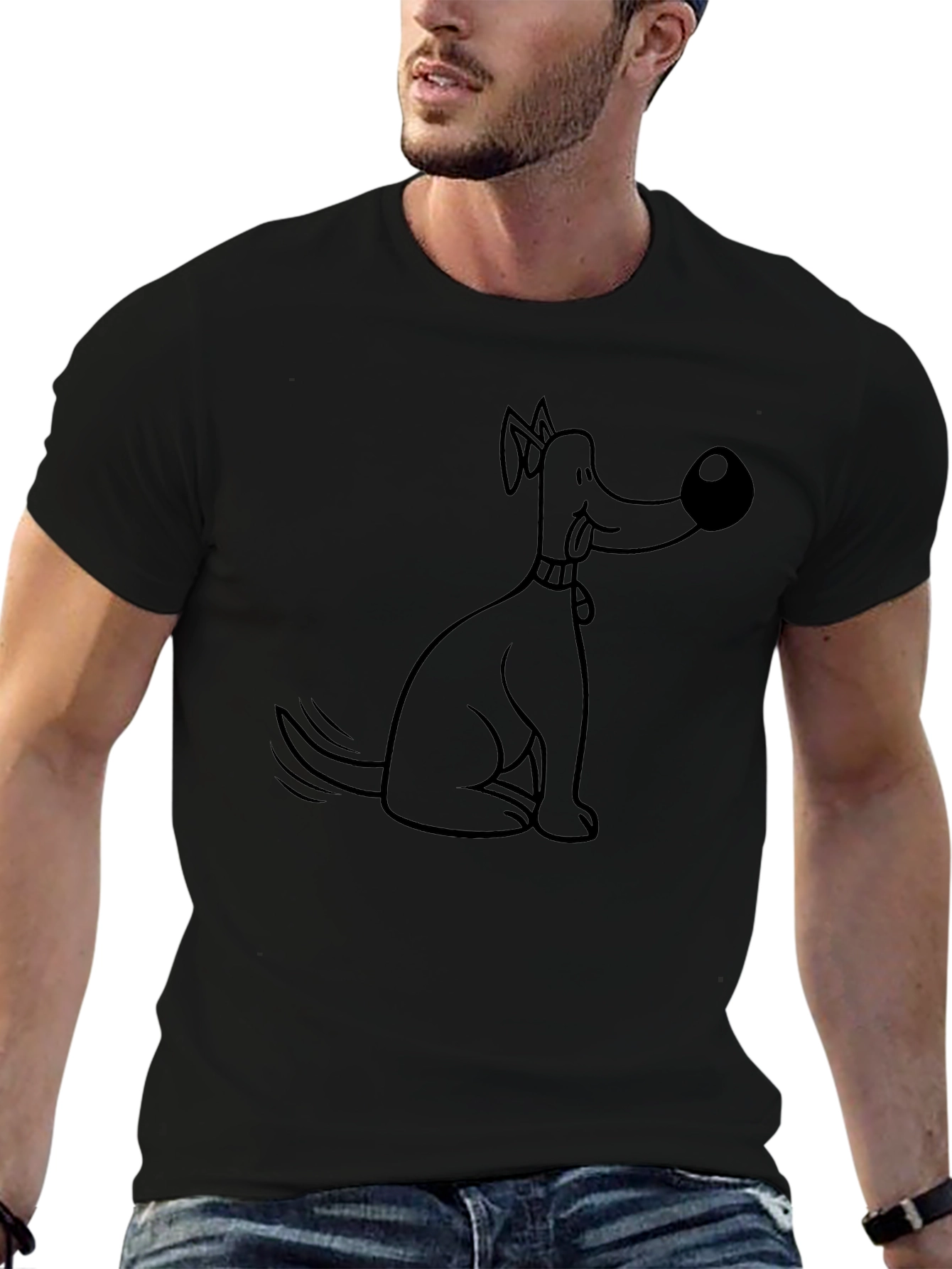 Funny Dog Cartoon Black T-Shirt