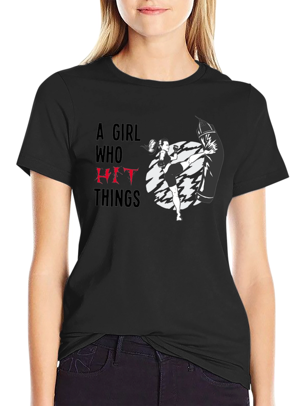 Girl Who Hit Things Black Graphic Tee