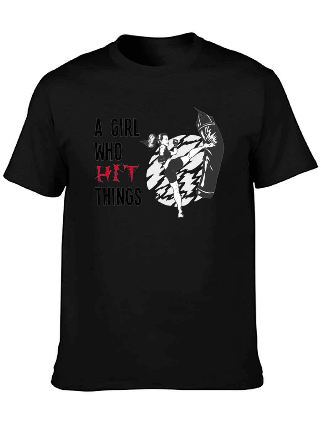 Girl Who Hit Things Black Graphic Tee