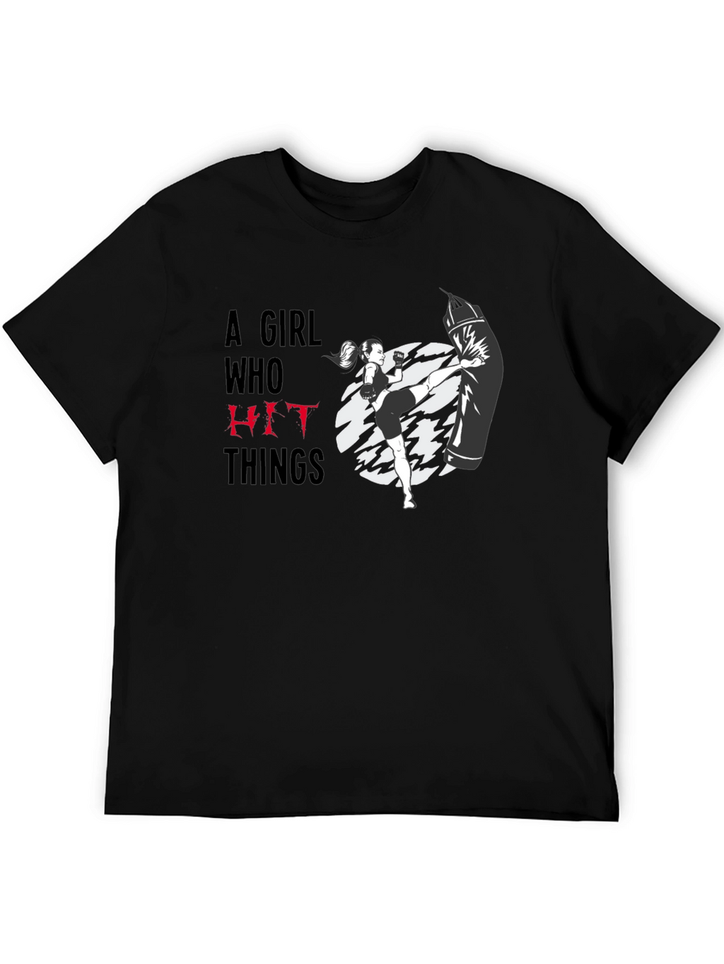 Girl Who Hit Things Black Graphic Tee