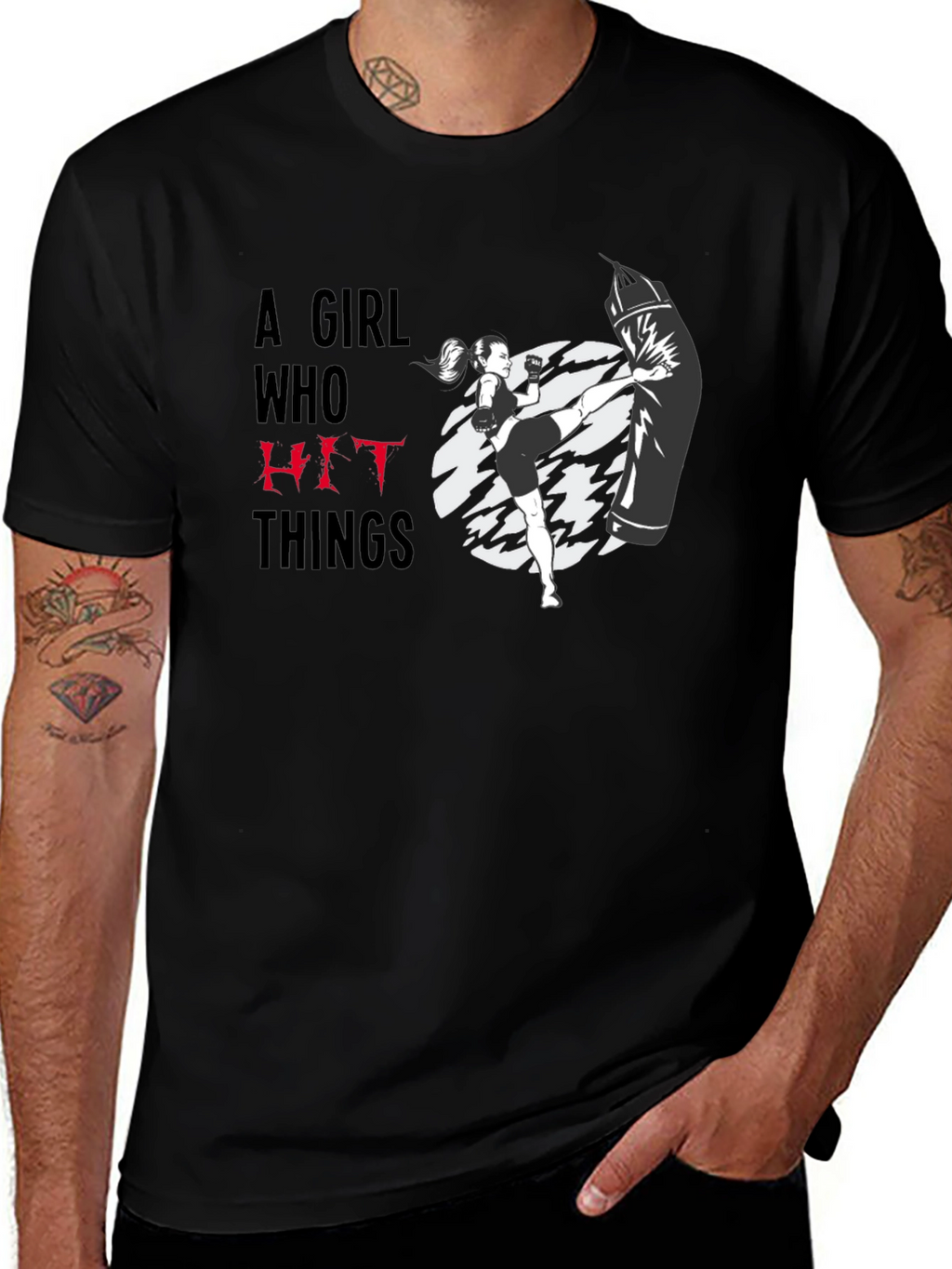 Girl Who Hit Things Black Graphic Tee