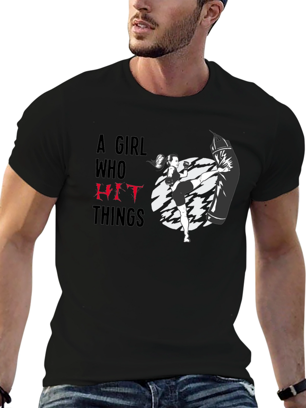 Girl Who Hit Things Black Graphic Tee
