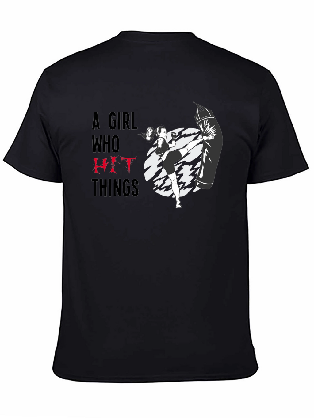 Girl Who Hit Things Black Graphic Tee