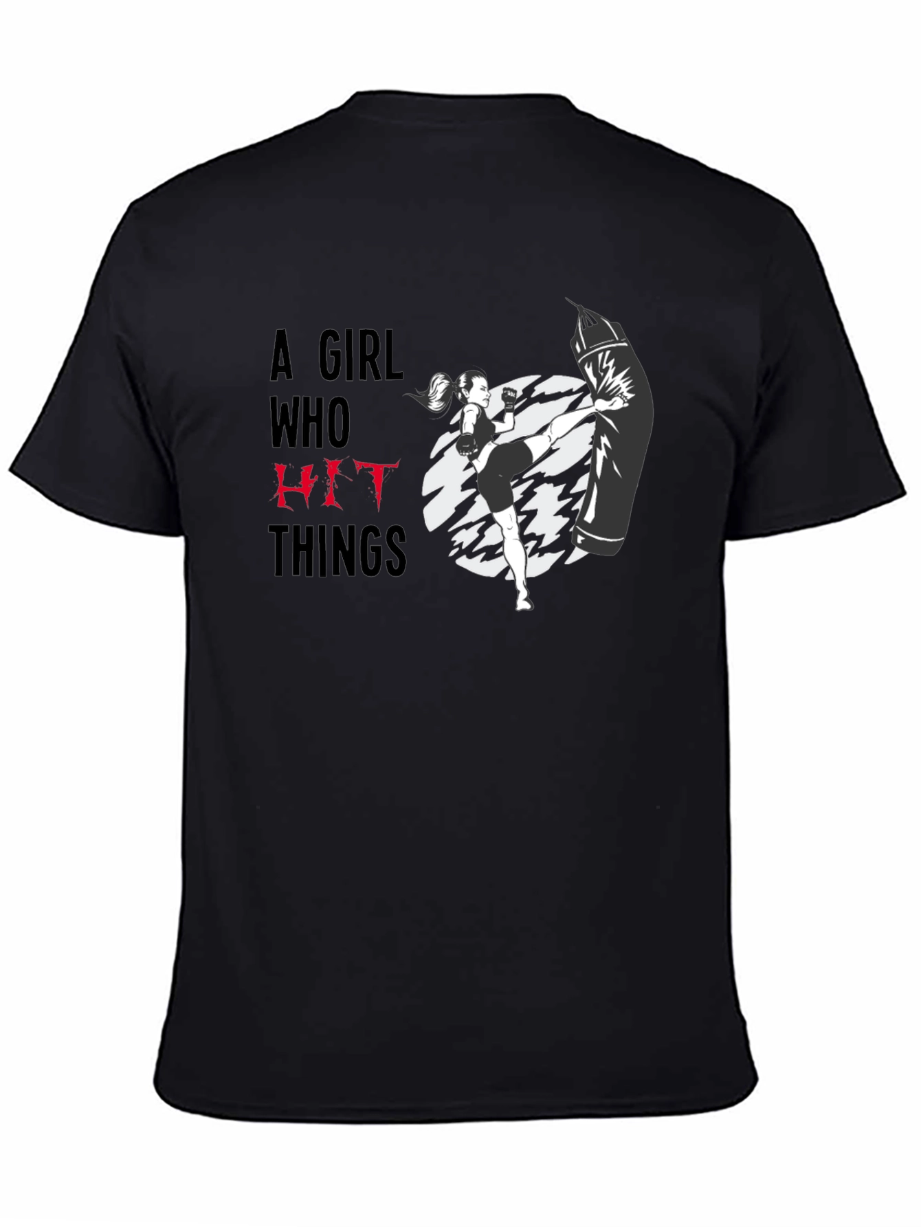 Girl Who Hit Things Black Graphic Tee