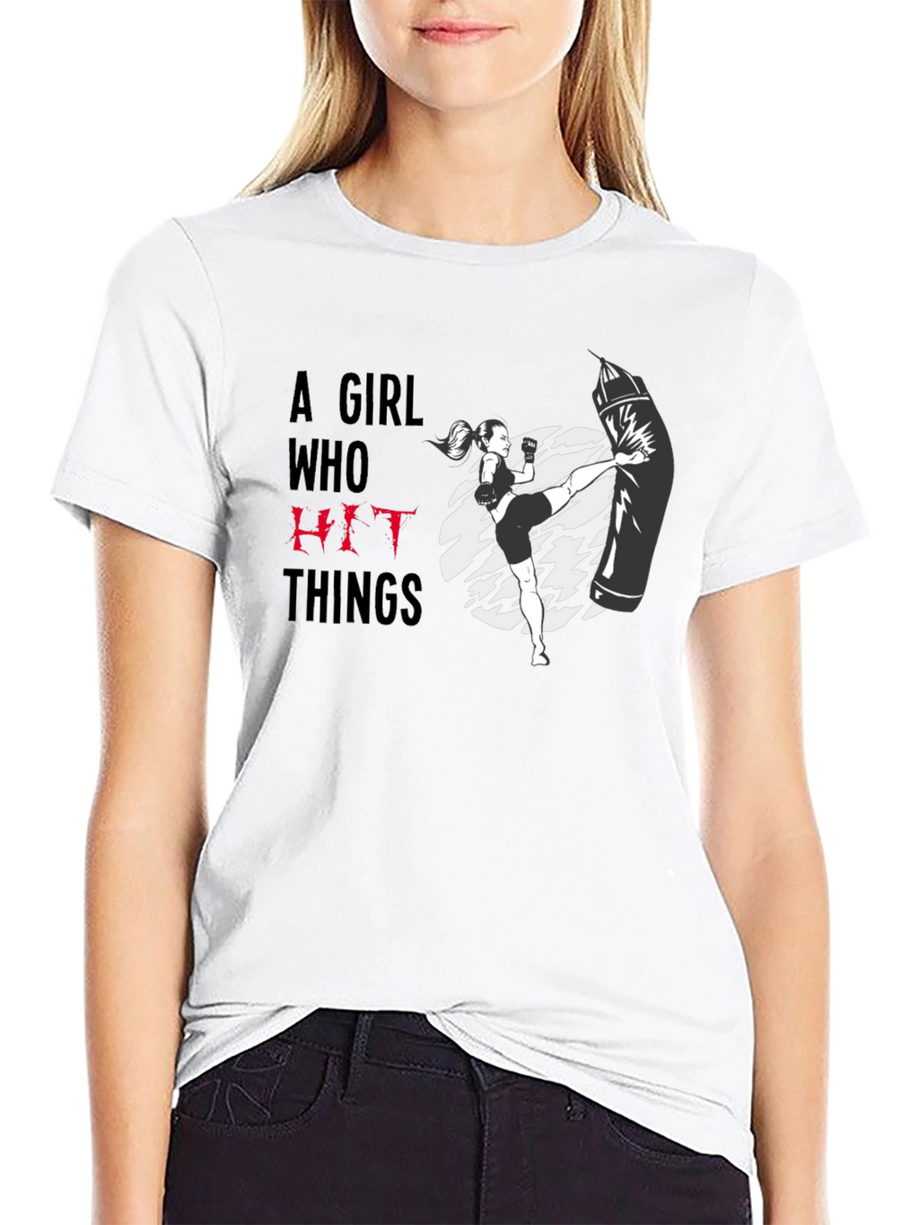 Girl Who Hit Things Black Graphic Tee
