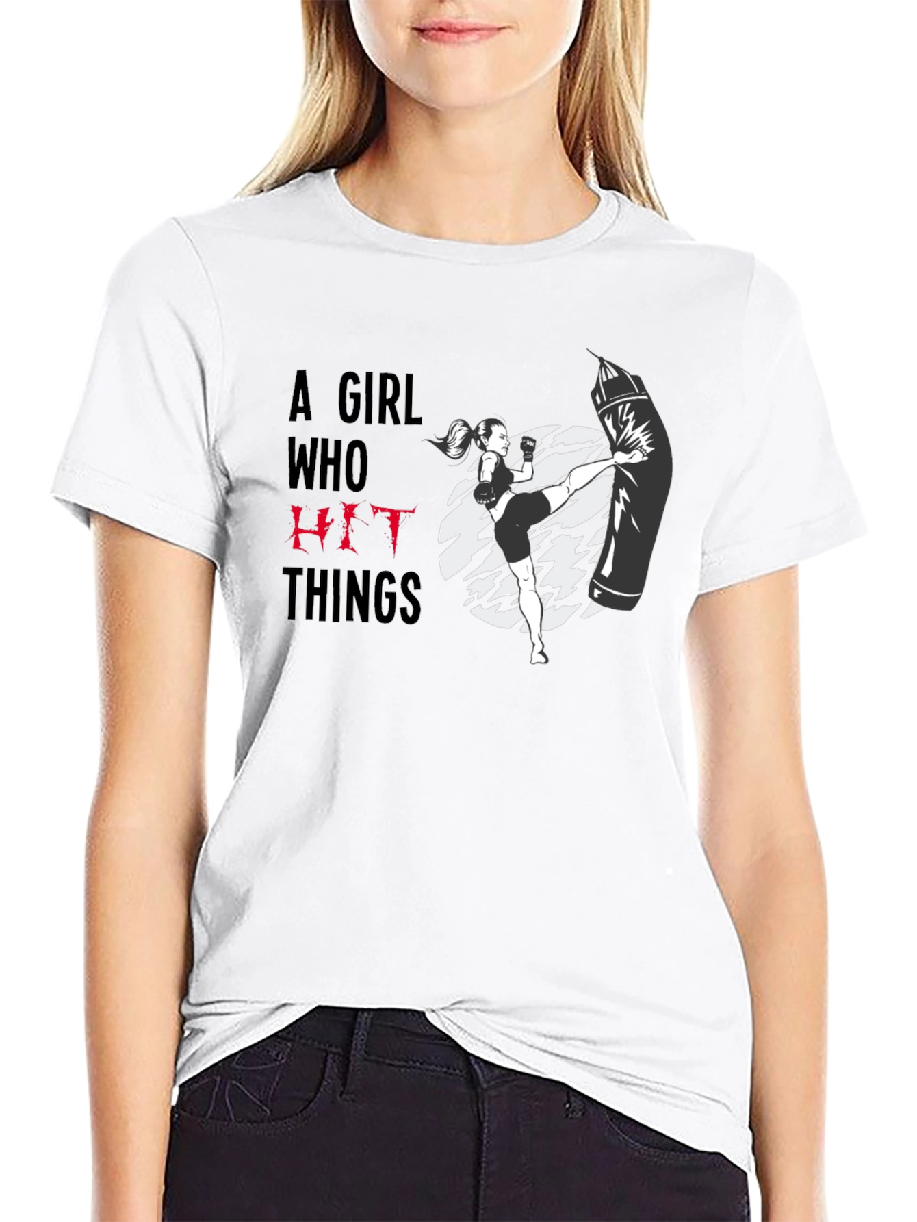 Girl Who Hit Things Black Graphic Tee