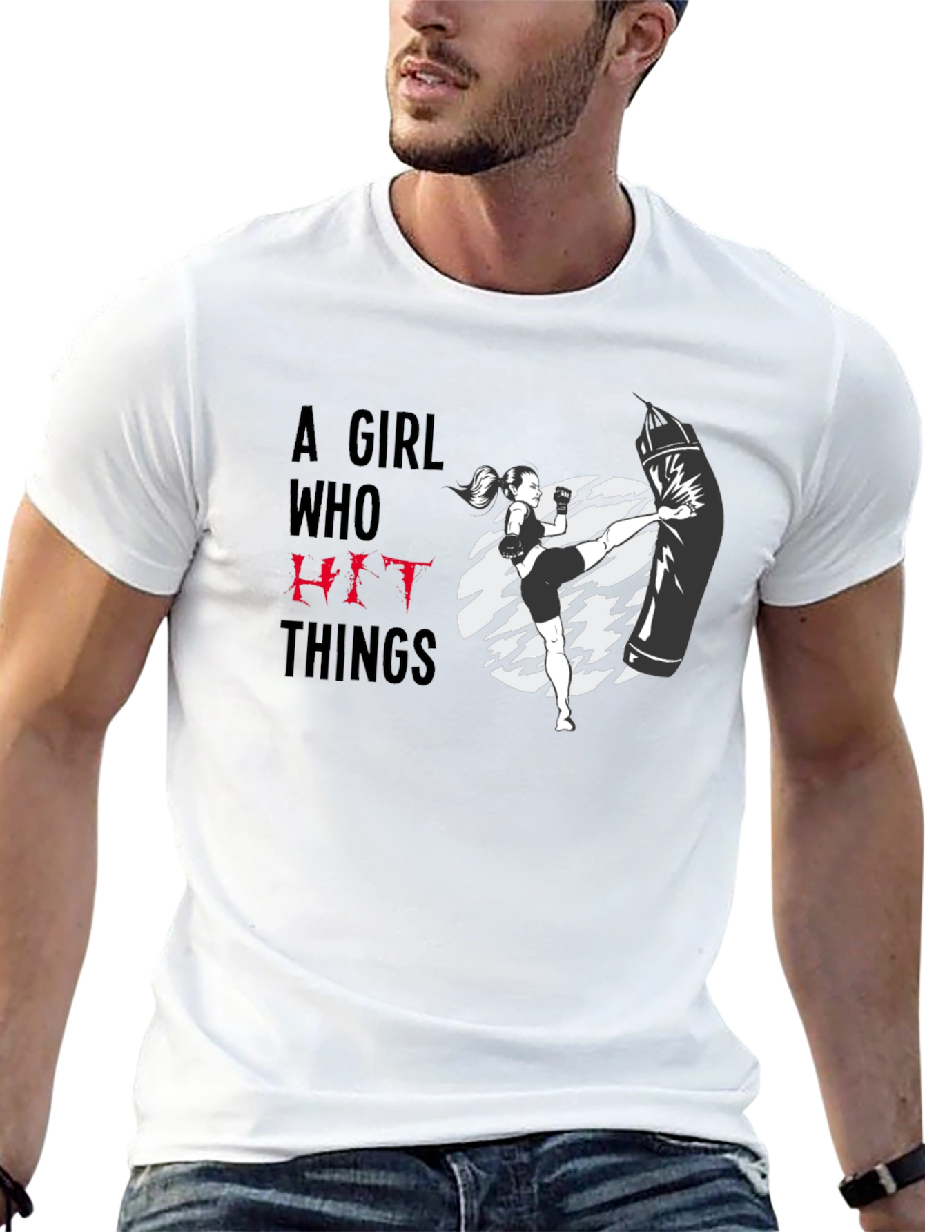 Girl Who Hit Things Black Graphic Tee