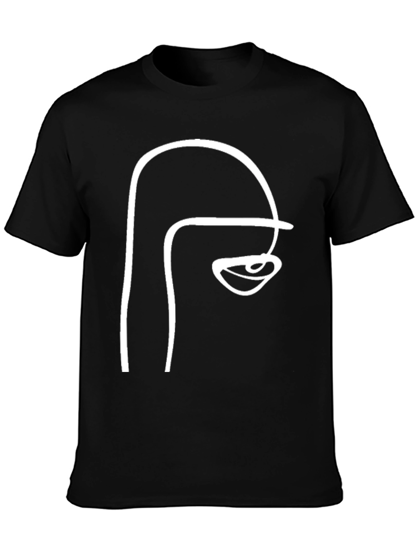 Abstract Face Line Art Black T-Shirt