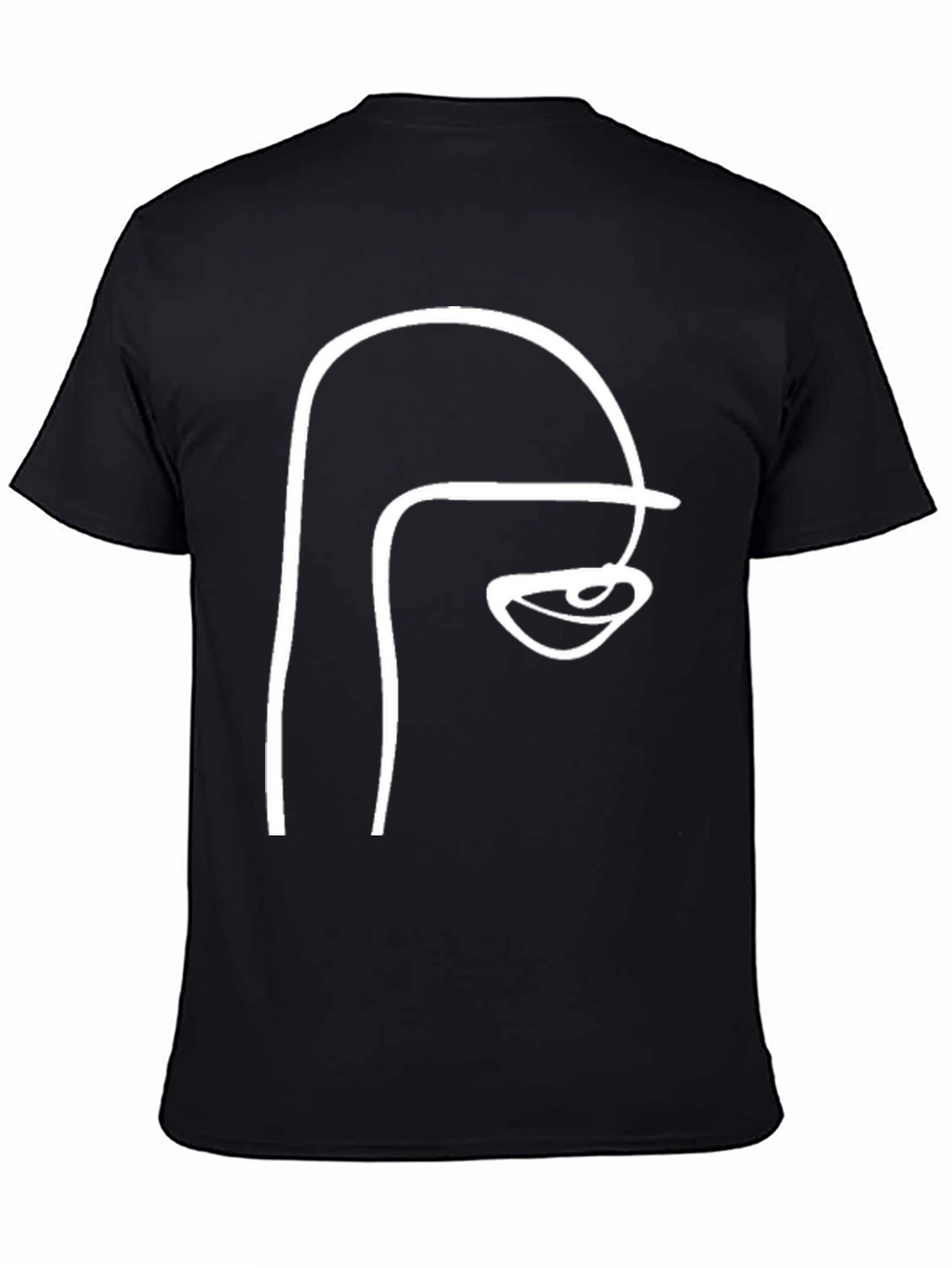 Abstract Face Line Art Black T-Shirt