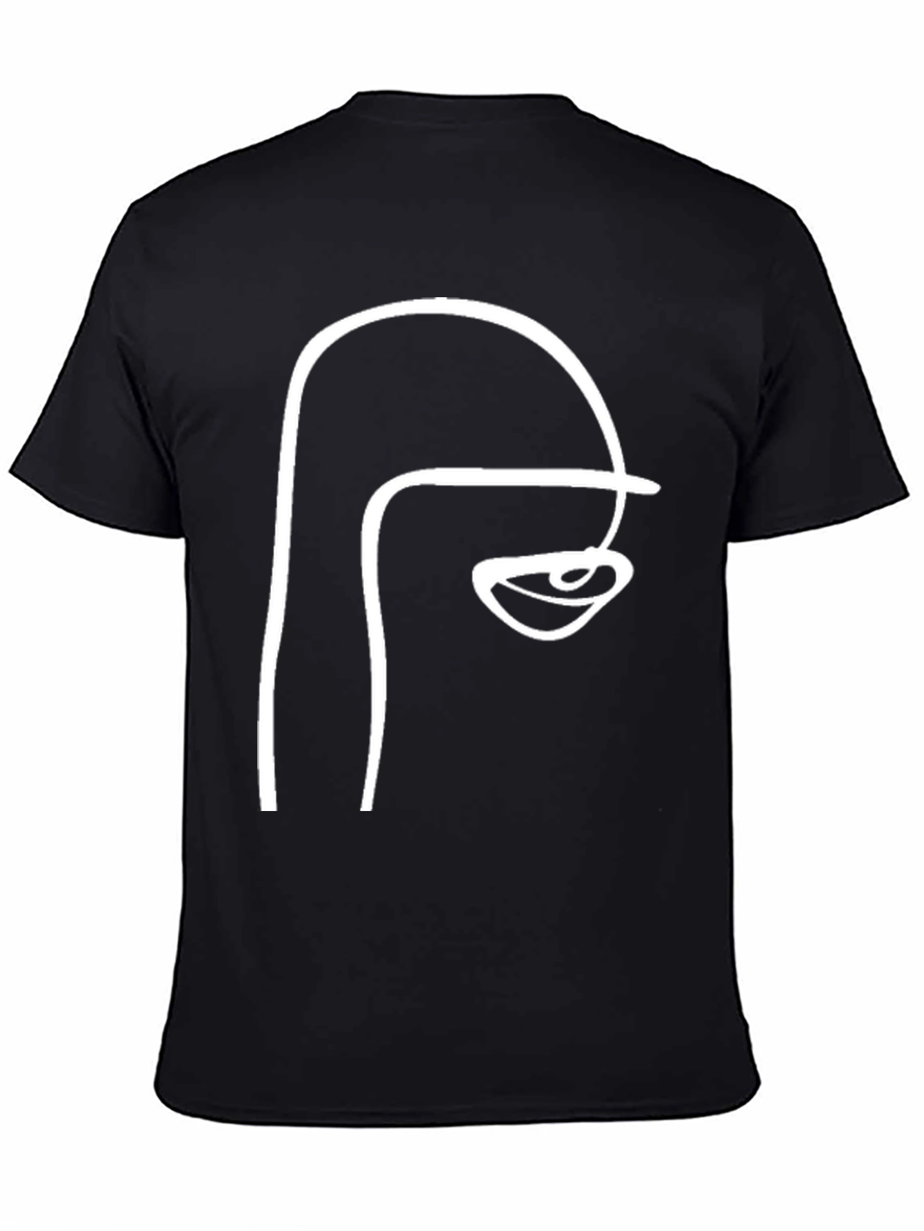 Abstract Face Line Art Black T-Shirt