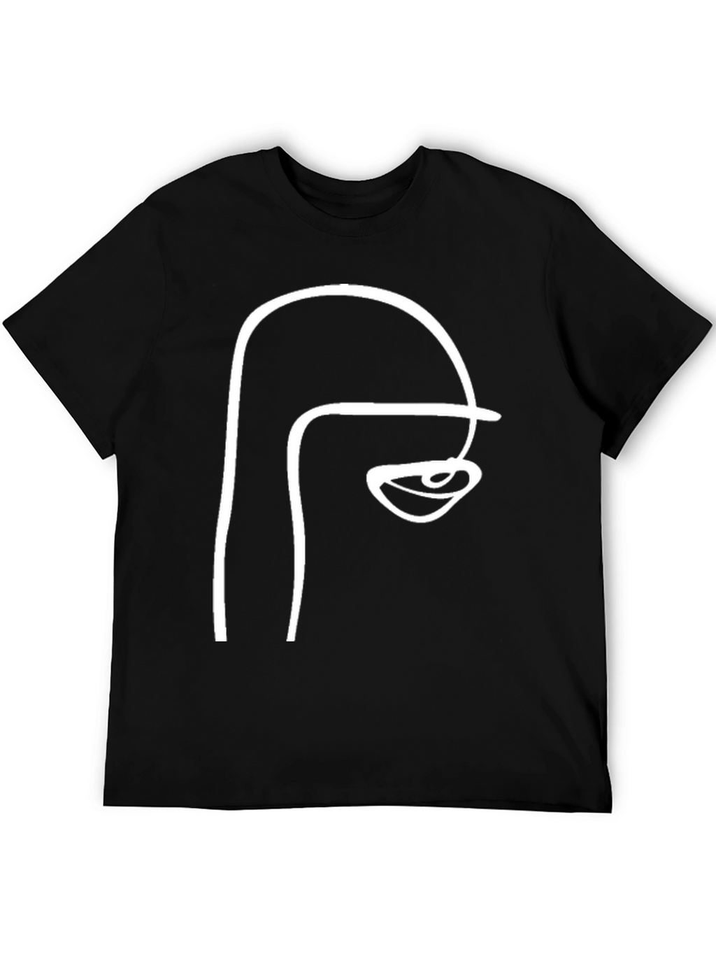 Abstract Face Line Art Black T-Shirt