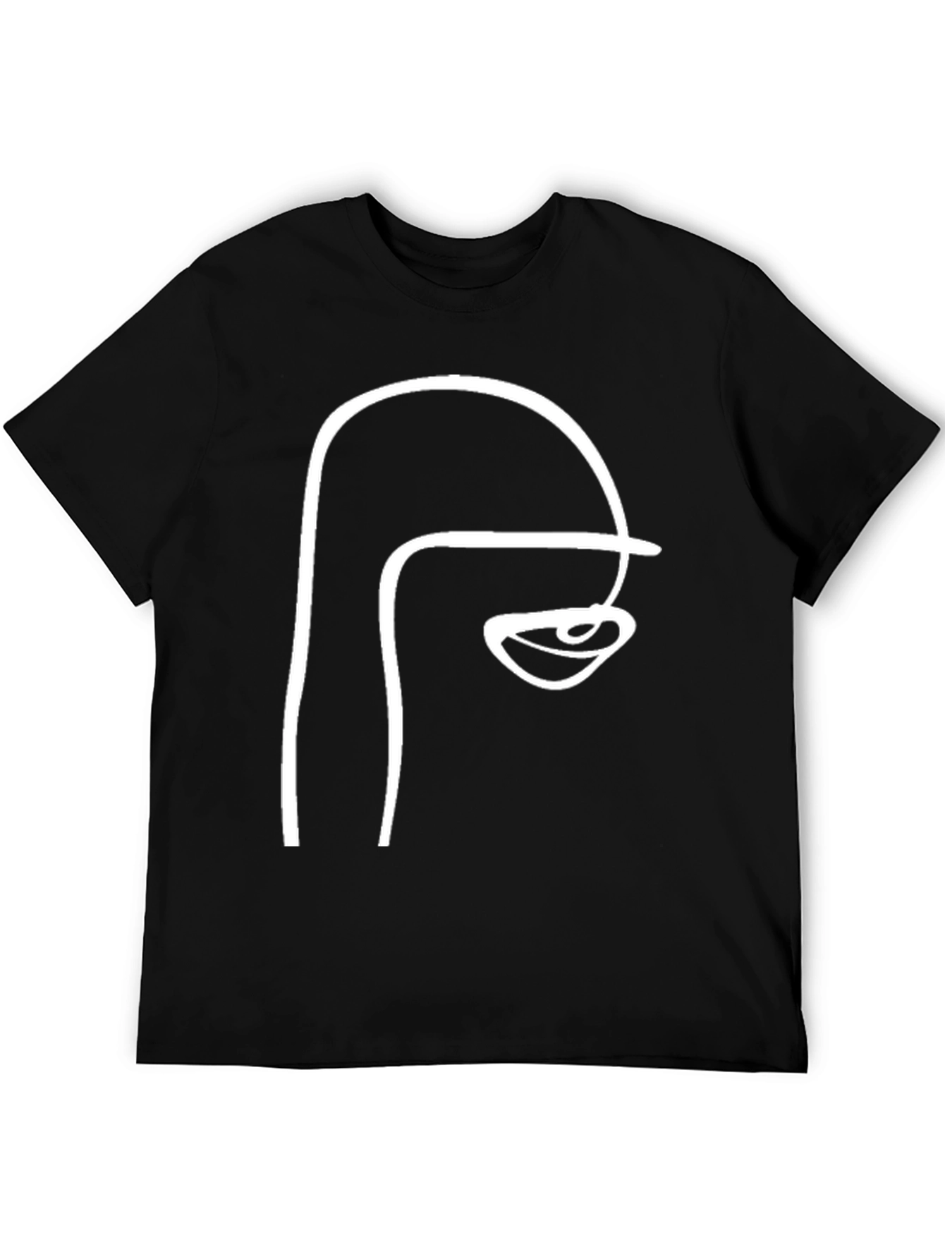 Abstract Face Line Art Black T-Shirt