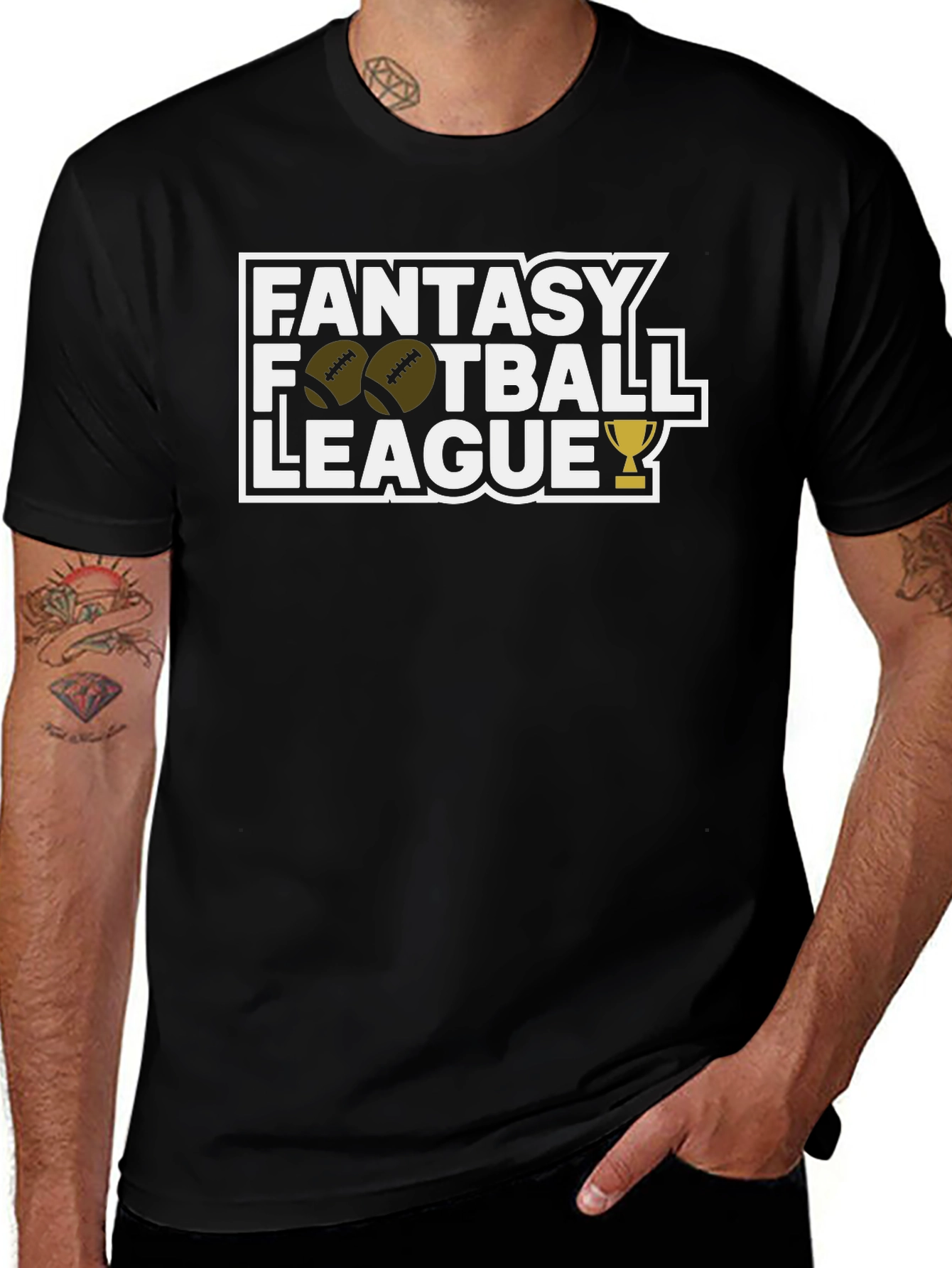 Fantasy Football League Black Graphic T-Shirt
