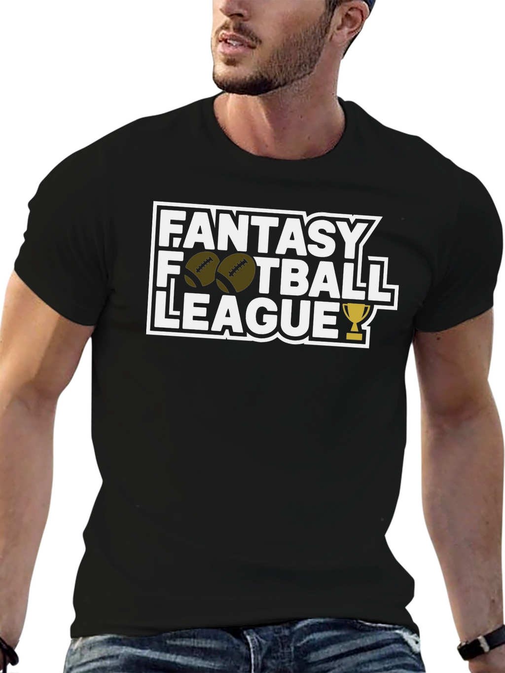 Fantasy Football League Black Graphic T-Shirt