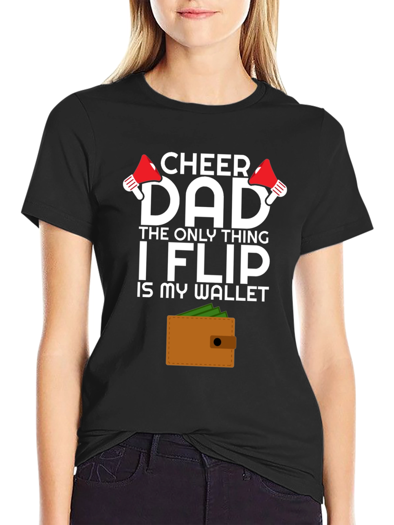 Cheer Dad Wallet Flip T-Shirt - Funny Cheerleading Dad Tee