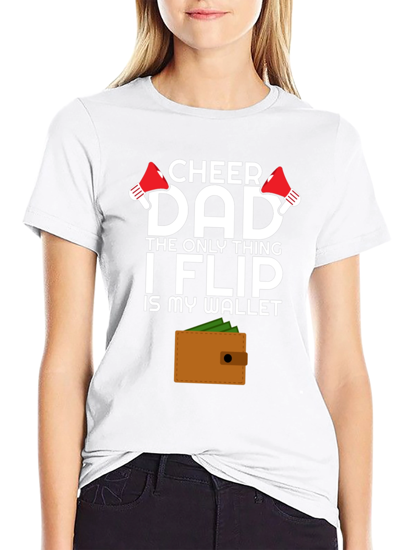 Cheer Dad Wallet Flip T-Shirt - Funny Cheerleading Dad Tee