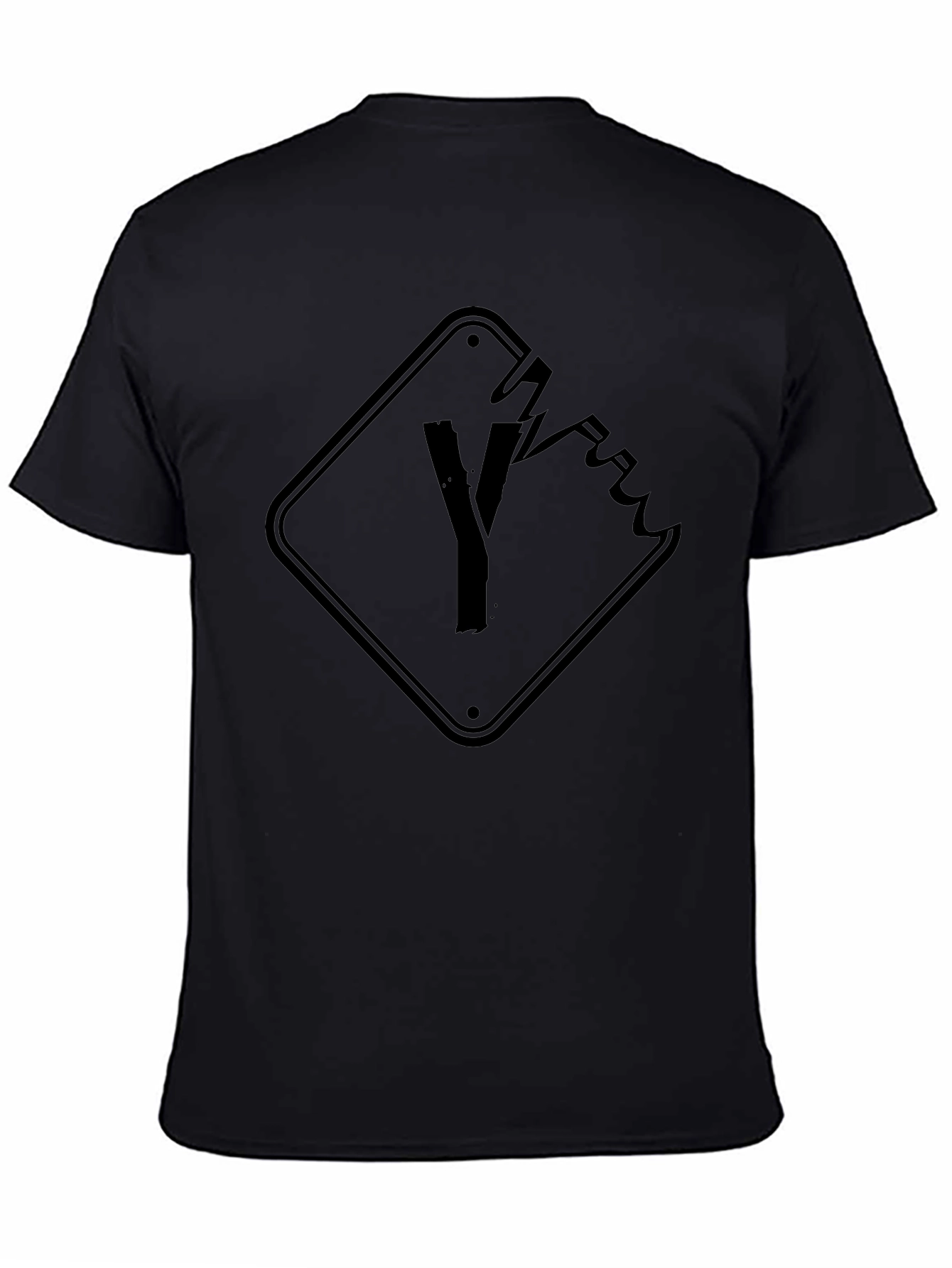 Mens Black Graphic Tee - Broken Road Sign