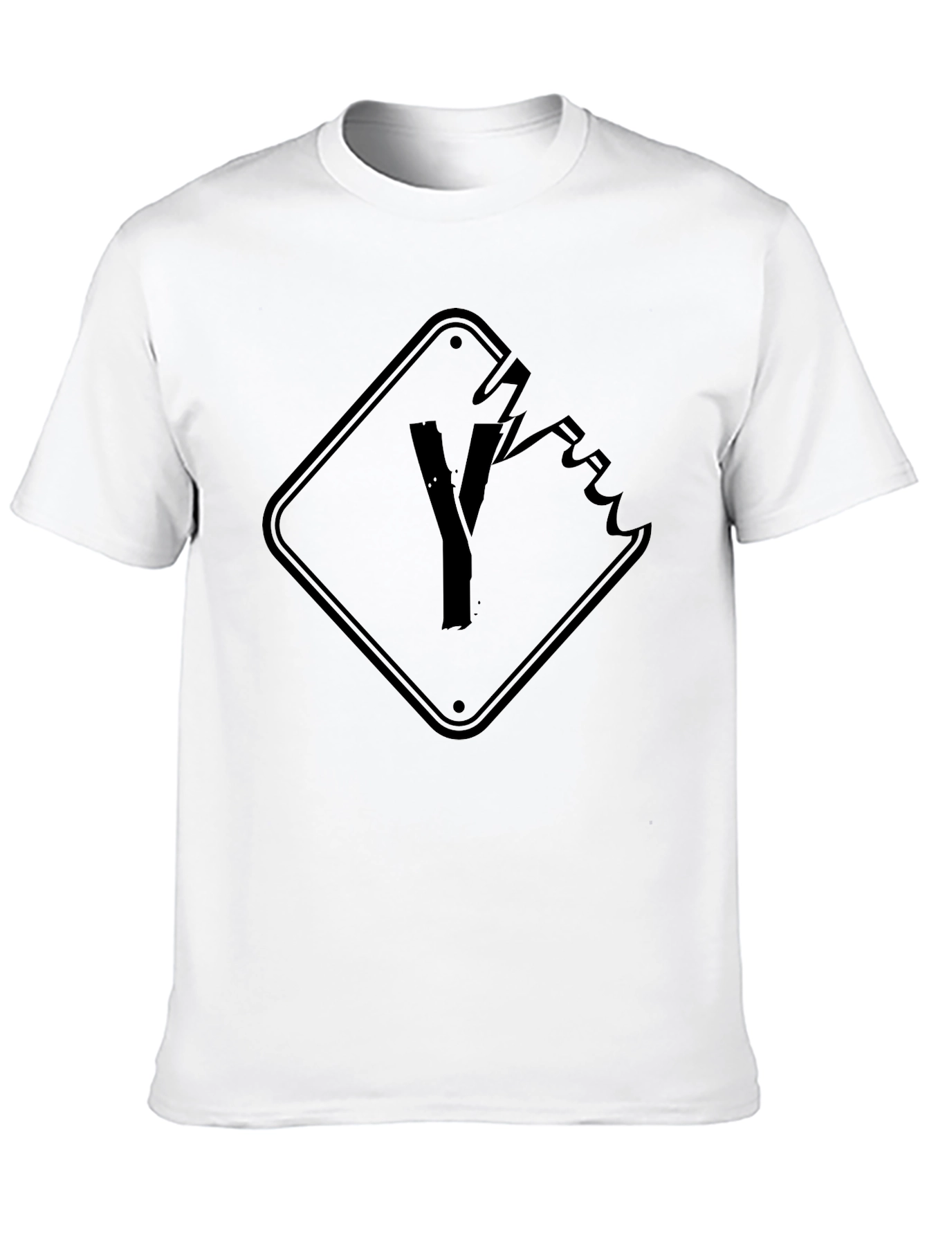 Mens Black Graphic Tee - Broken Road Sign