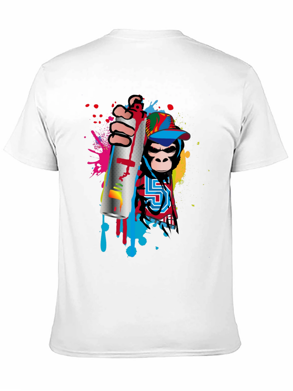 Monkey Graffiti Artist Black T-Shirt