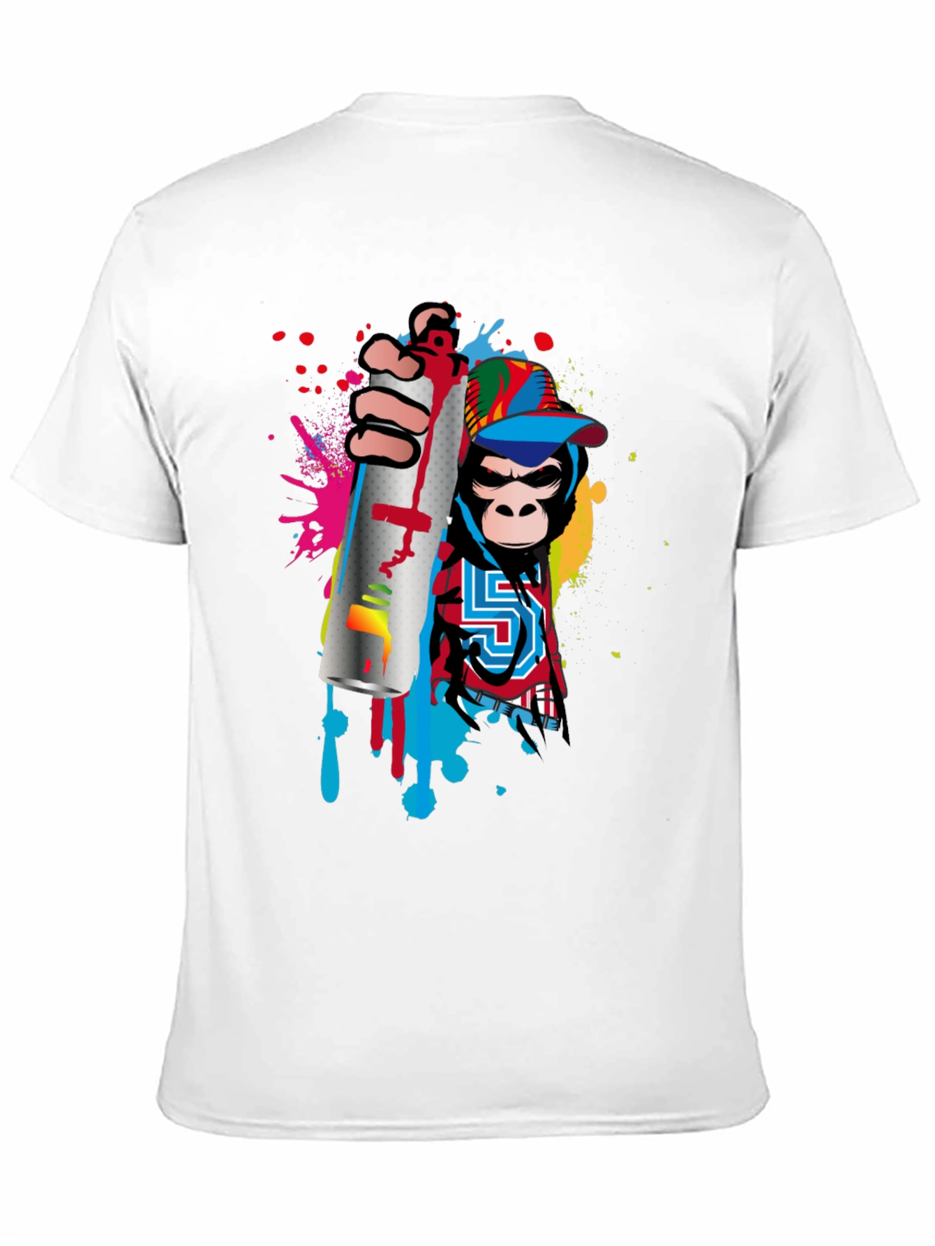 Monkey Graffiti Artist Black T-Shirt