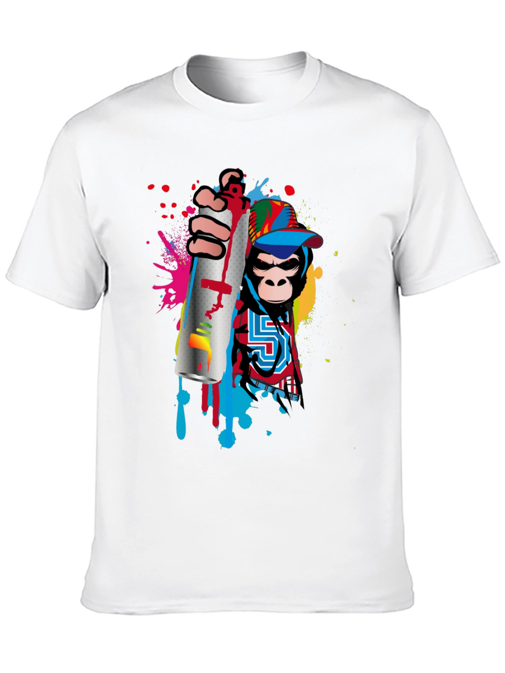 Monkey Graffiti Artist Black T-Shirt