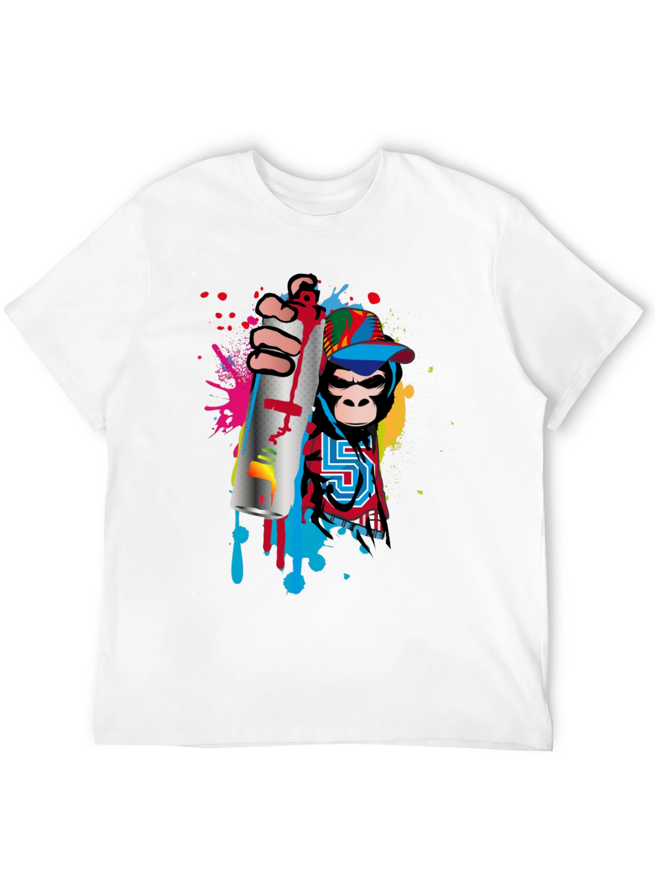 Monkey Graffiti Artist Black T-Shirt