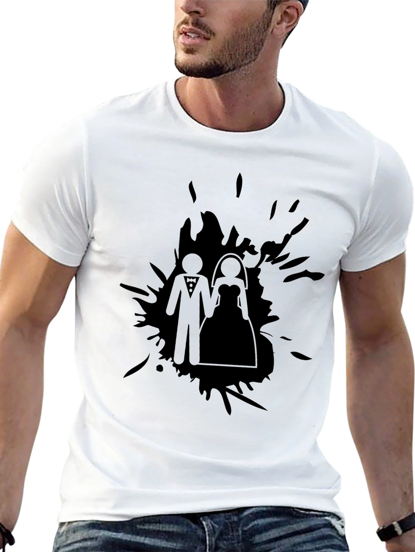 Bride & Groom T-Shirt - Modern Graphic Tee