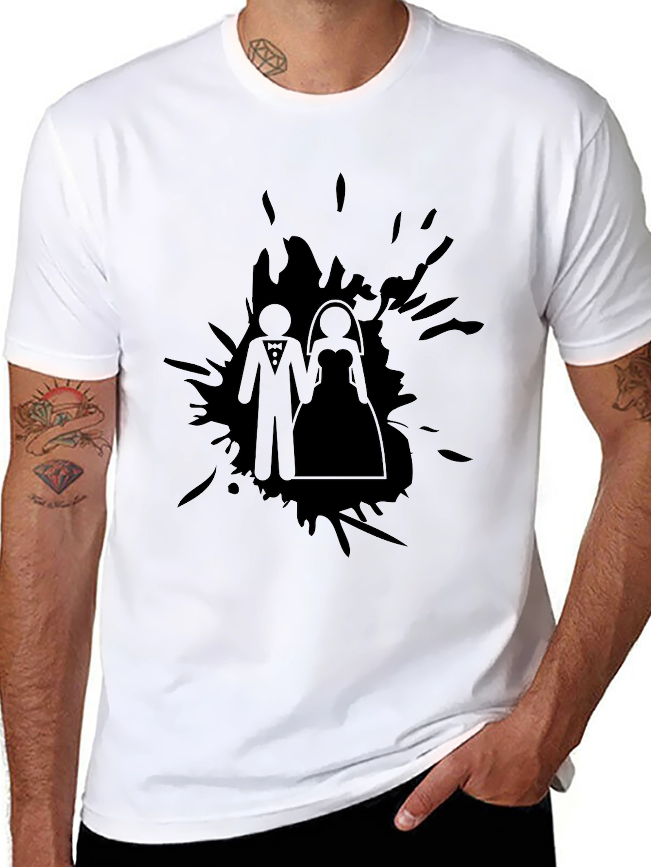 Bride & Groom T-Shirt - Modern Graphic Tee