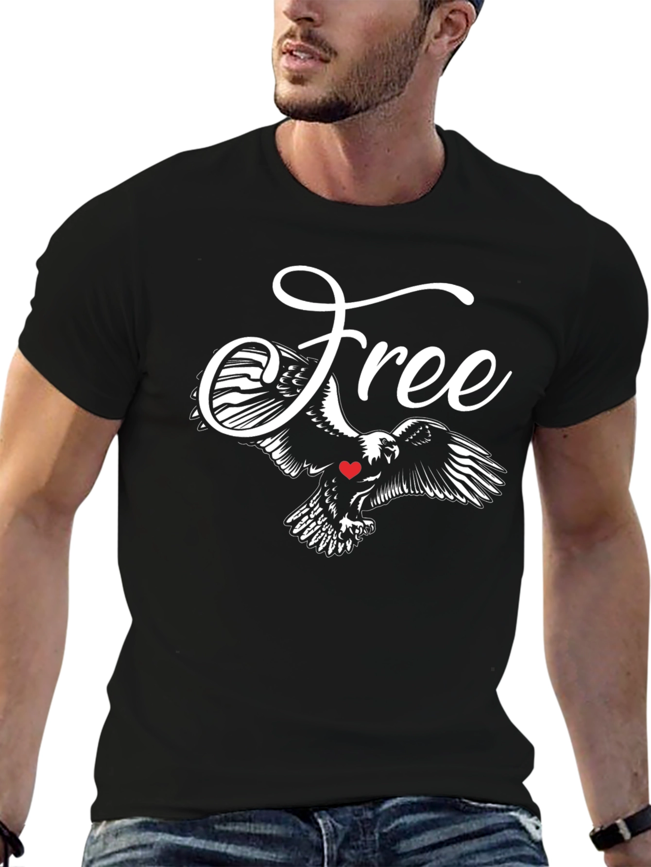 Freedom Eagle Graphic Tee - Black Casual Shirt