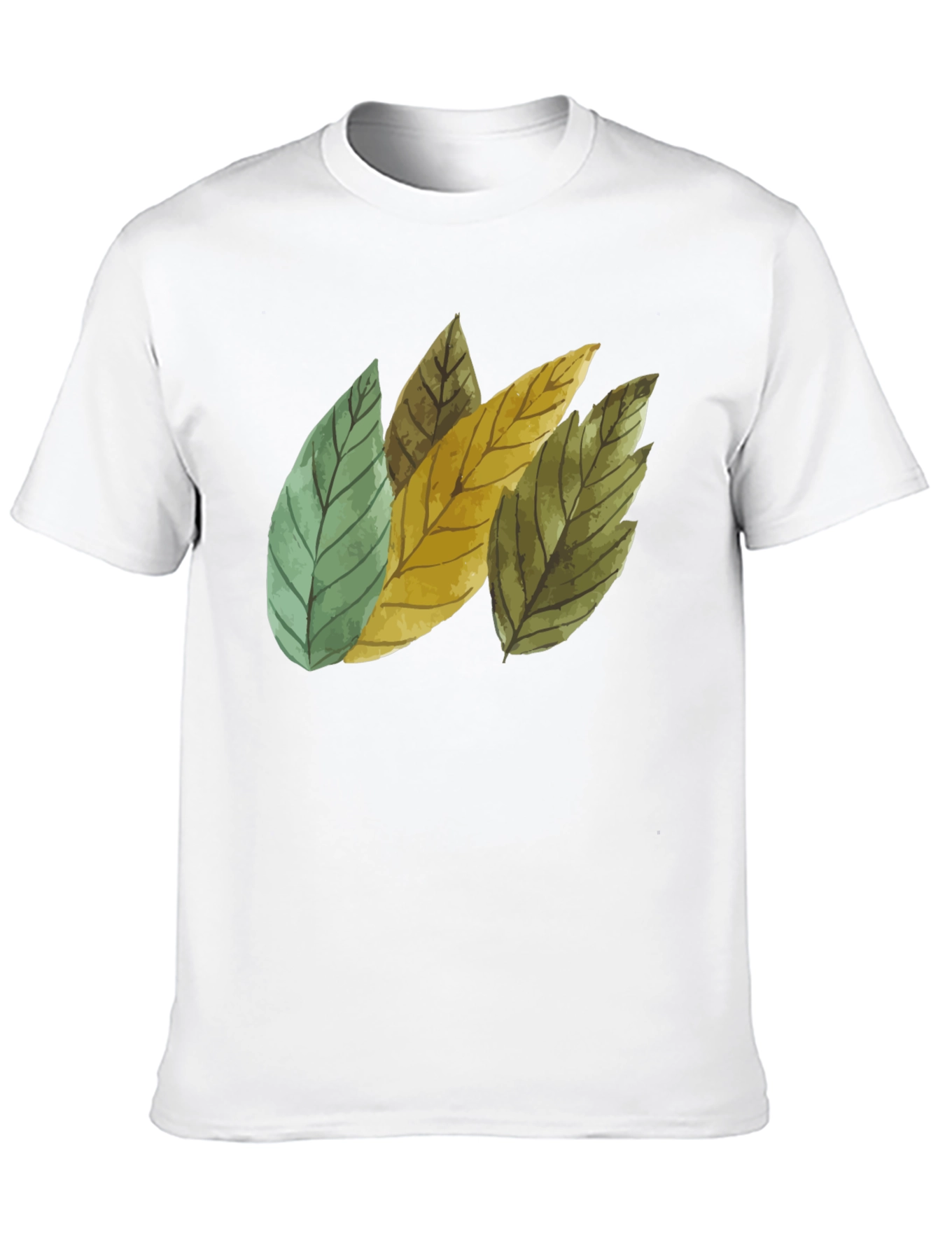 Leaf Design Black Cotton T-Shirt