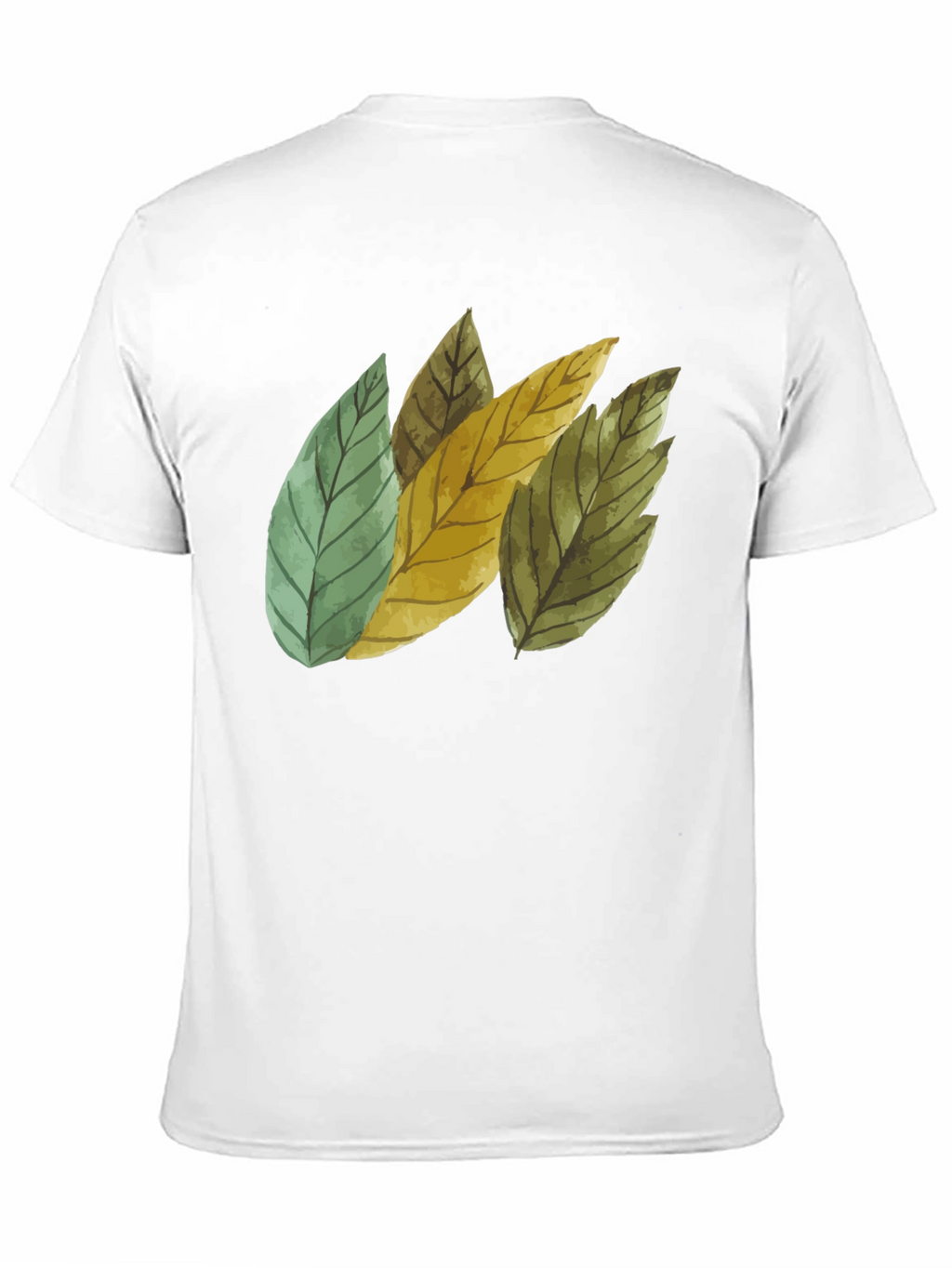 Leaf Design Black Cotton T-Shirt