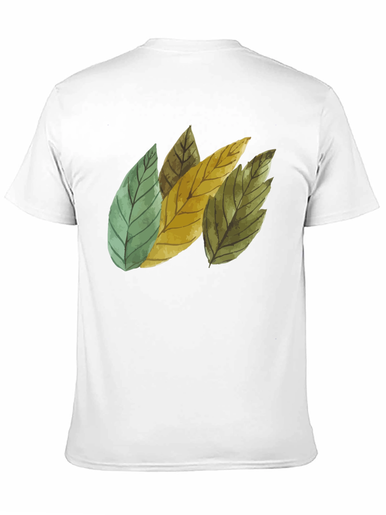 Leaf Design Black Cotton T-Shirt