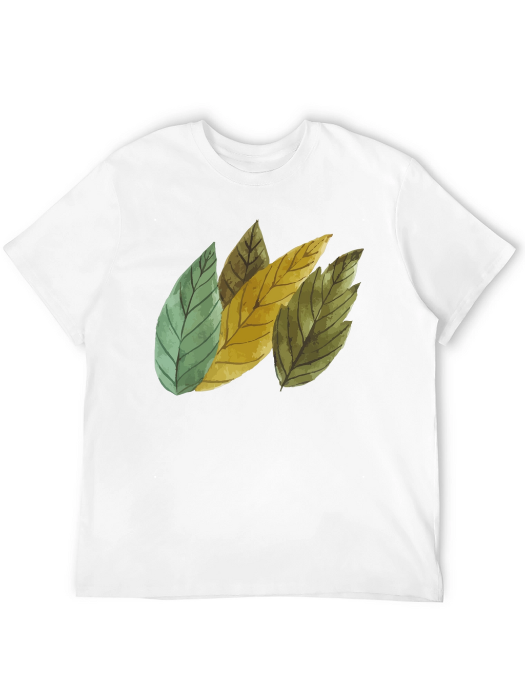 Leaf Design Black Cotton T-Shirt
