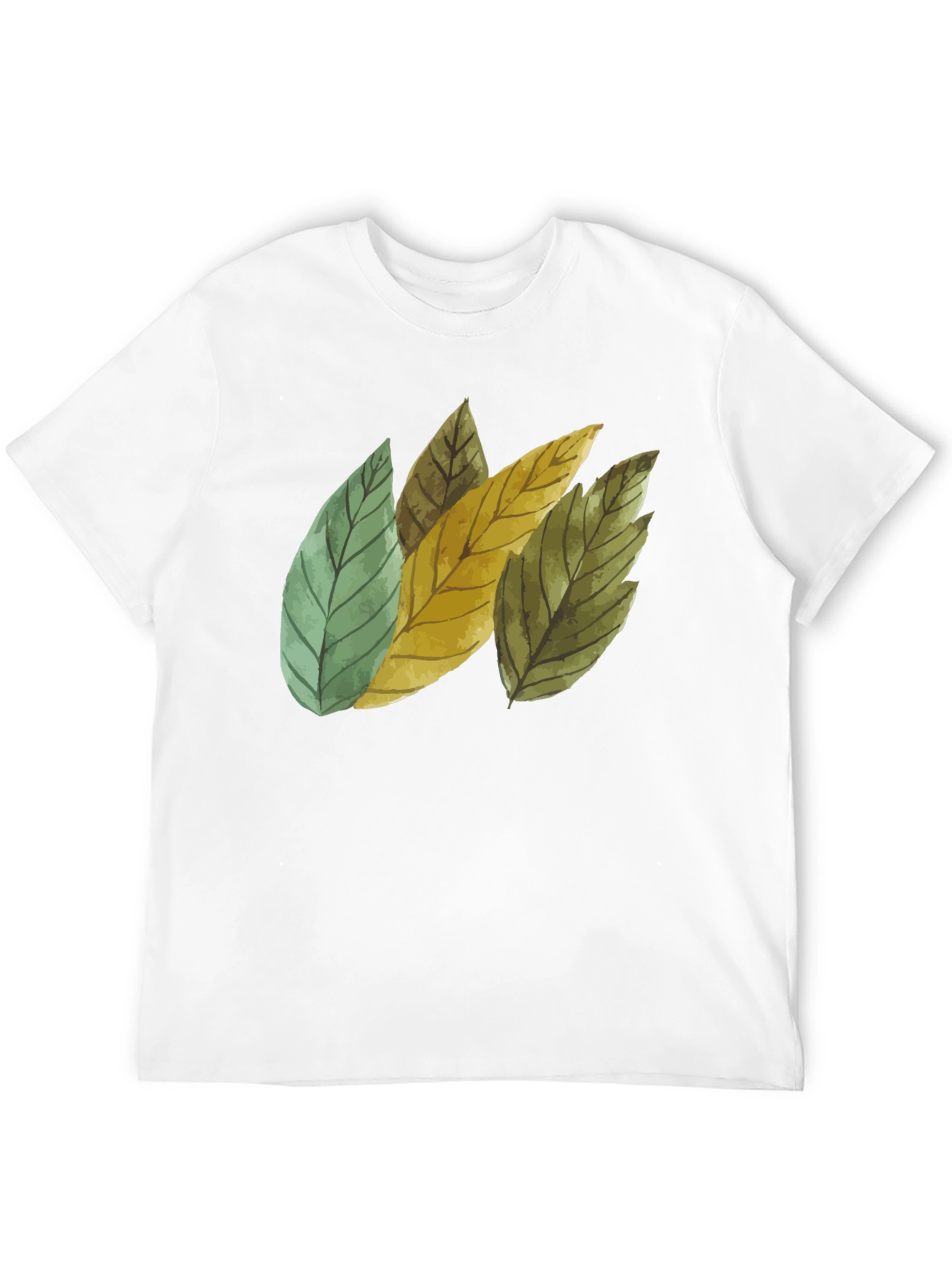 Leaf Design Black Cotton T-Shirt